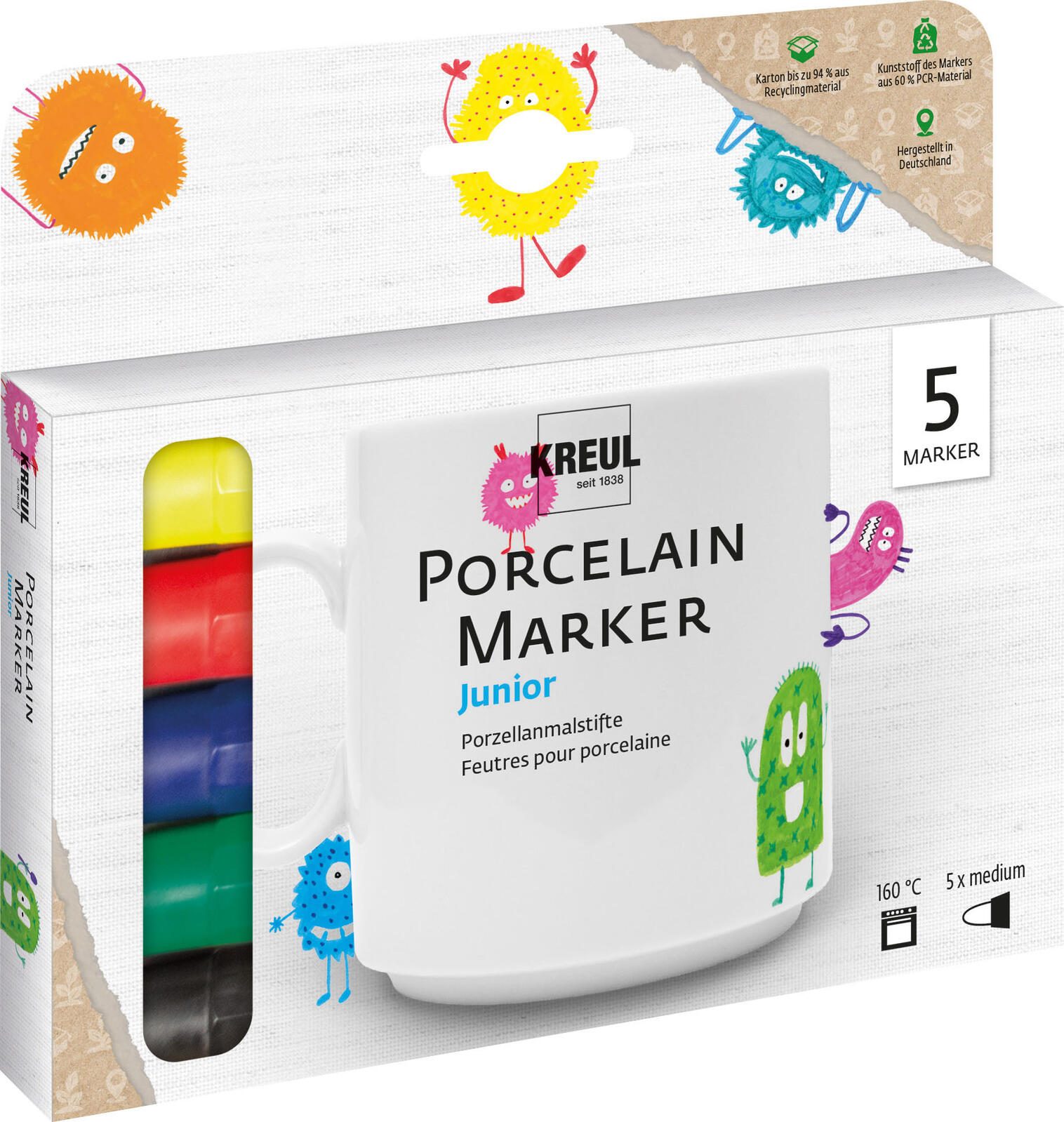 KREUL Porzellanstifte 1.0 - 3.0 mm Mehrfarbig