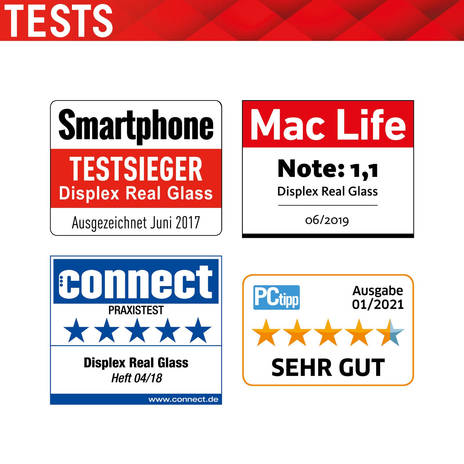 DISPLEX Panzerglas (10H, 2D) für Samsung Galaxy A72, Eco-Montagerahmen, kratzer-resistent