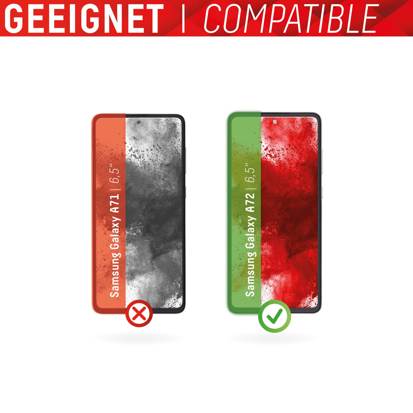 DISPLEX Panzerglas (10H, 2D) für Samsung Galaxy A72, Eco-Montagerahmen, kratzer-resistent