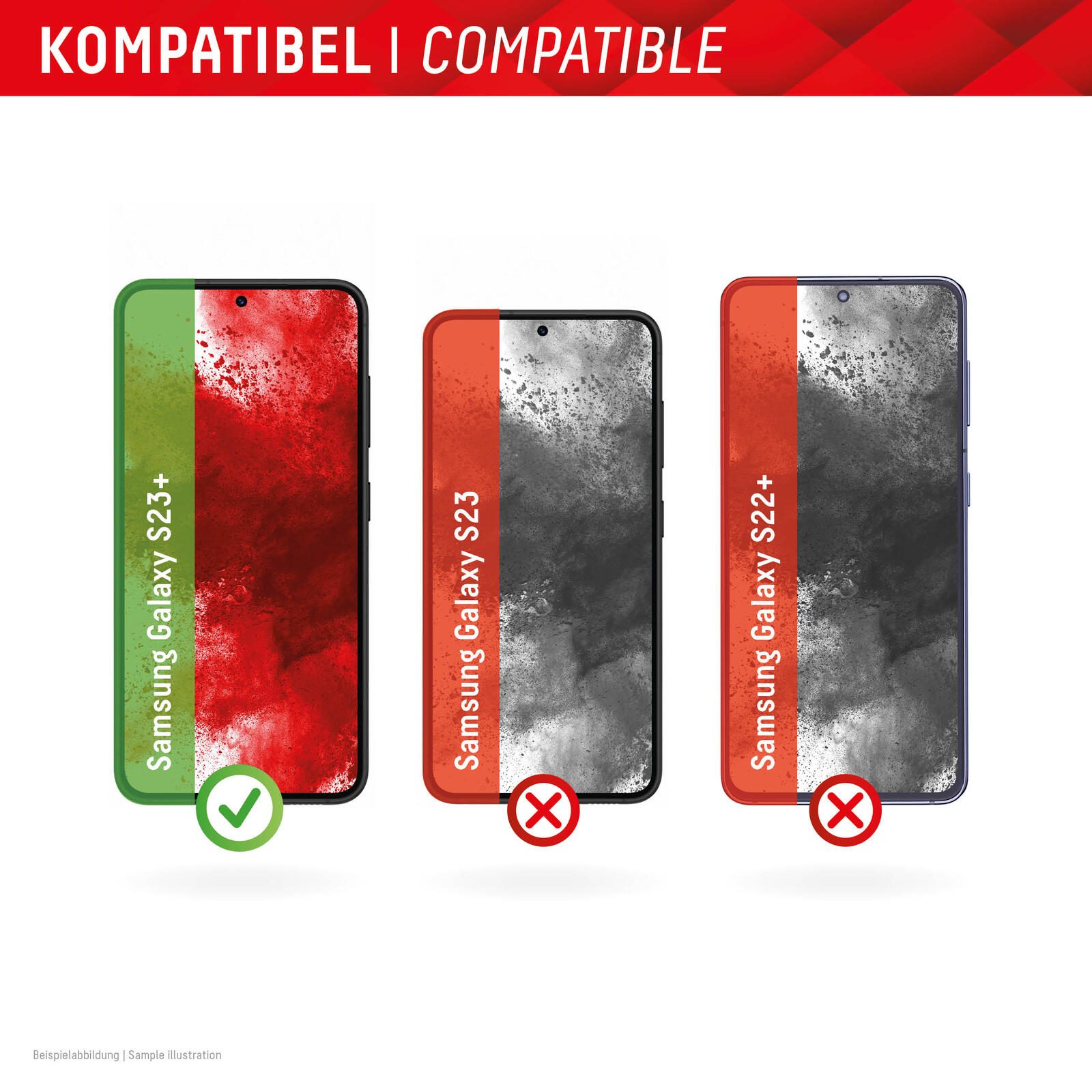 DISPLEX Panzerglas + Schutzhülle für Samsung Galaxy S22+/S23+, Eco-Montagerahmen, kratzer-resistent