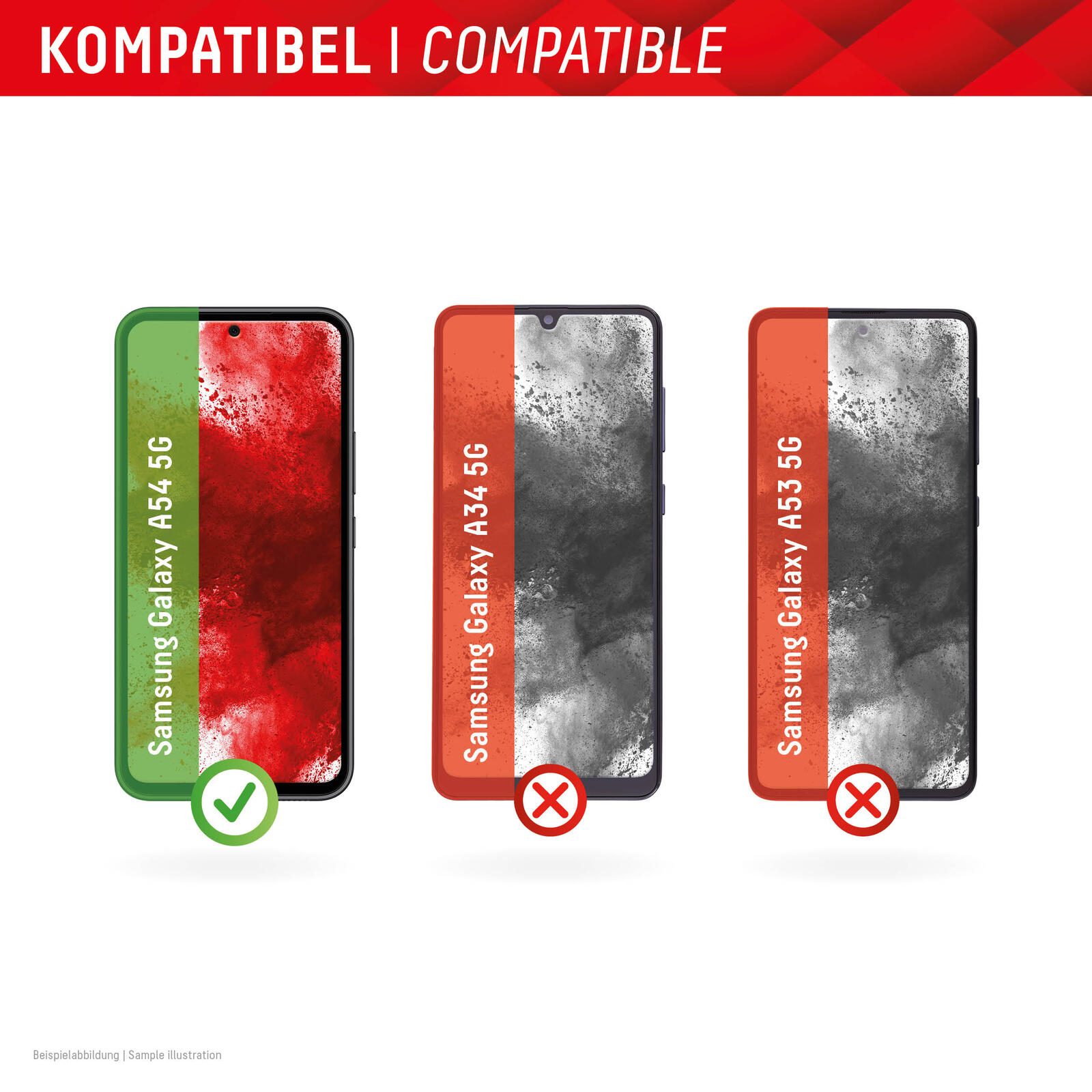 DISPLEX Panzerglas + Schutzhülle für Samsung Galaxy A54 5G, Eco-Montagerahmen, kratzer-resistent