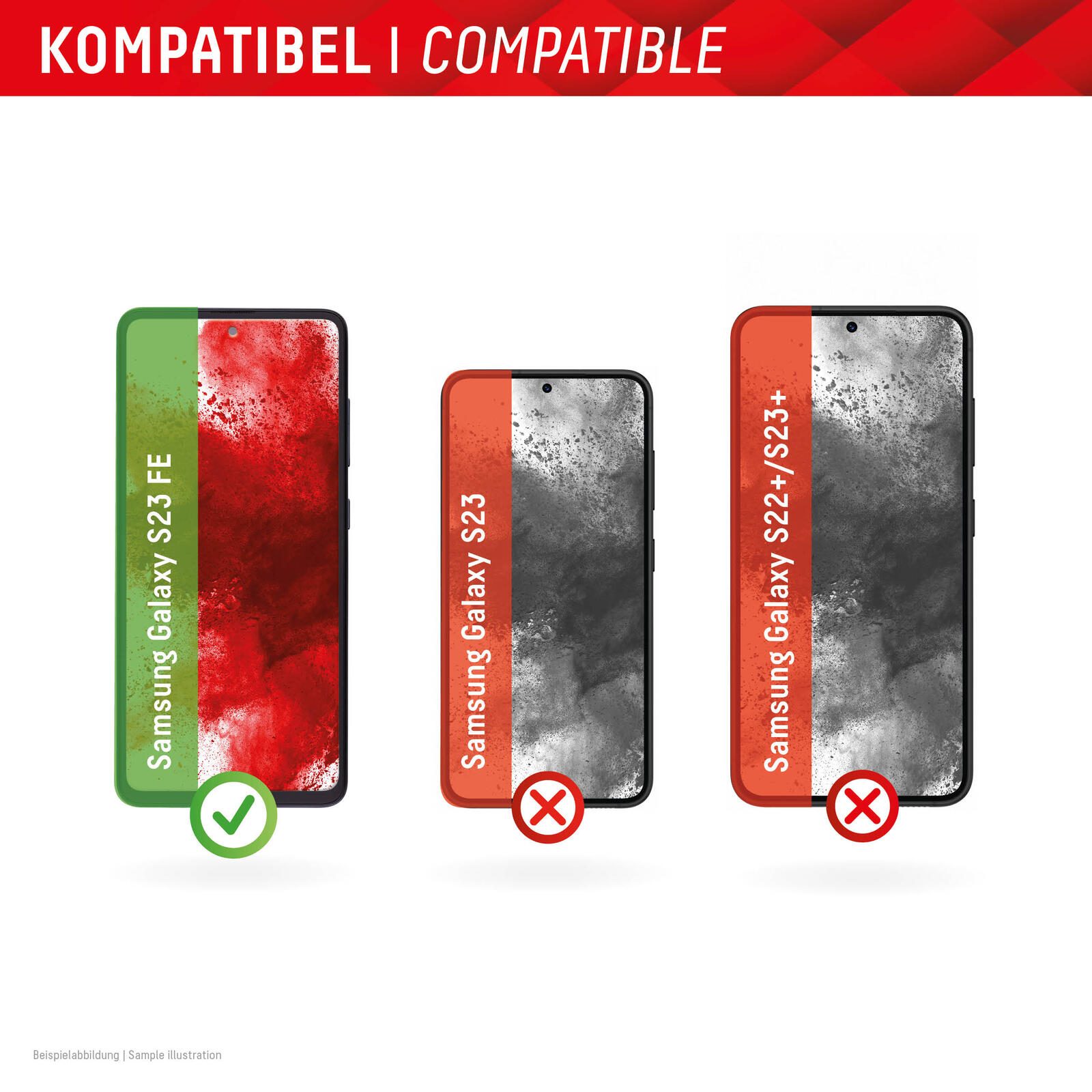 DISPLEX Panzerglas (10H, 2D) für Samsung Galaxy S23 FE, Eco-Montagerahmen, kratzer-resistent