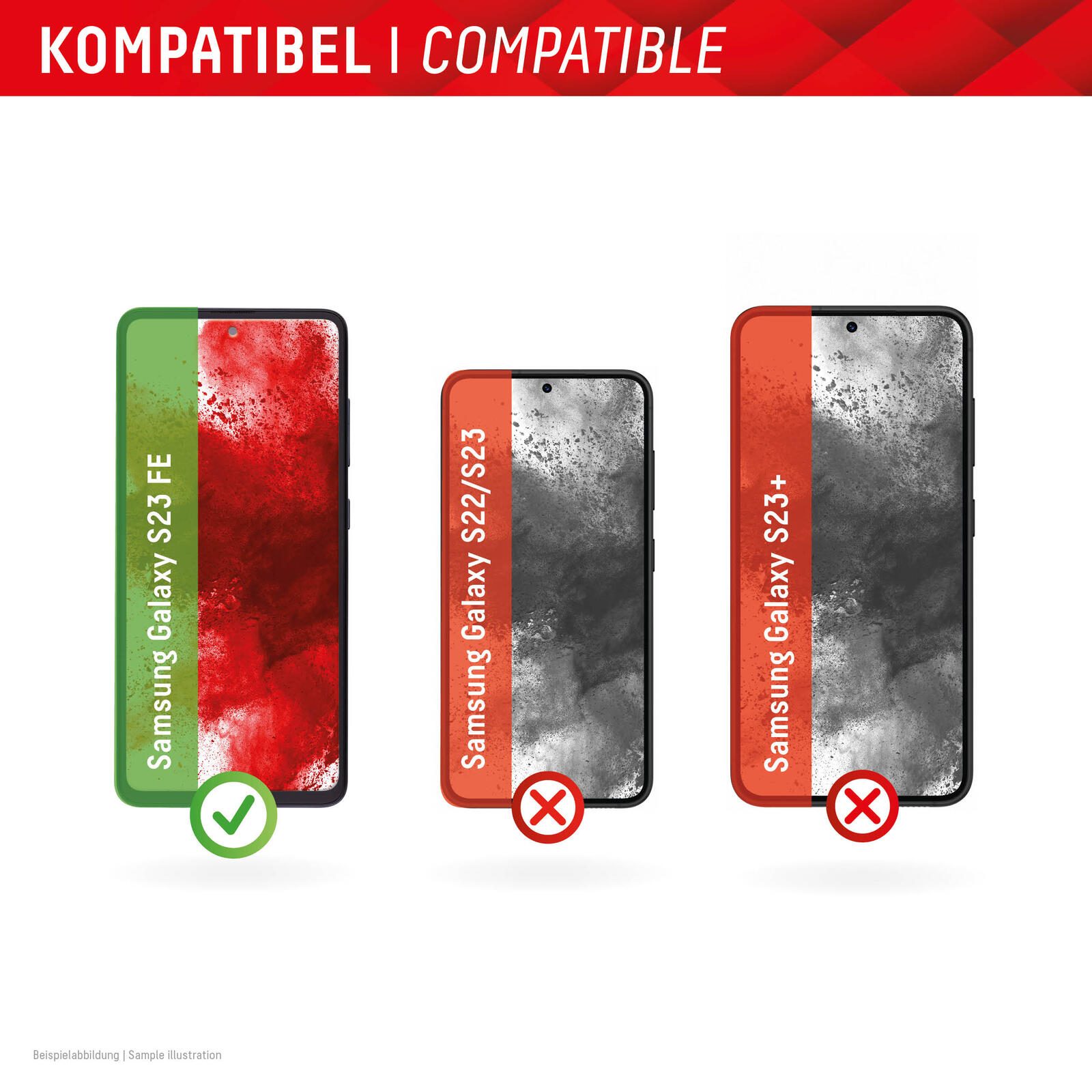 DISPLEX Panzerglas + Schutzhülle für Samsung Galaxy S23 FE, Eco-Montagerahmen, kratzer-resistent