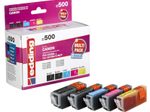 edding Druckerpatronen EDD-500 schwarz, cyan, magenta, gelb kompatibel zu Canon PGI-520 BK, CLI-521 BK/C/M/Y, 5er-Set