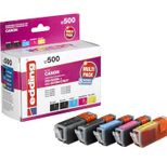 edding Druckerpatronen EDD-500 schwarz, cyan, magenta, gelb kompatibel zu Canon PGI-520 BK, CLI-521 BK/C/M/Y, 5er-Set