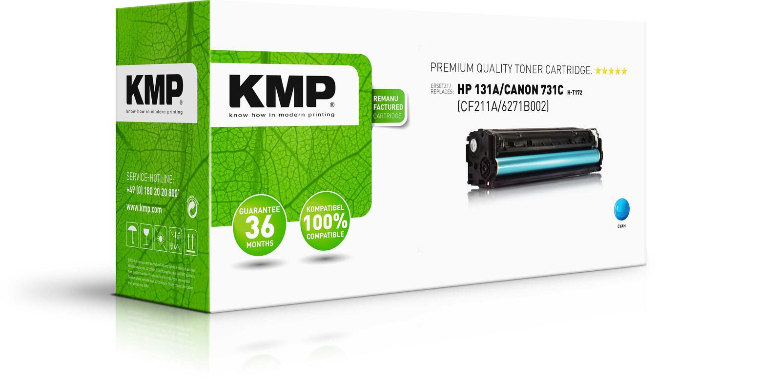 KMP Toner H-T172 cyan kompatibel zu HP 131A; Canon 731C(CF211A; 6271B002)