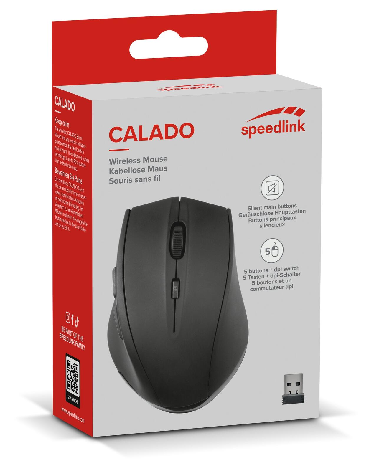 Speedlink CALADO Silent Wireless Maus USB, schwarz
