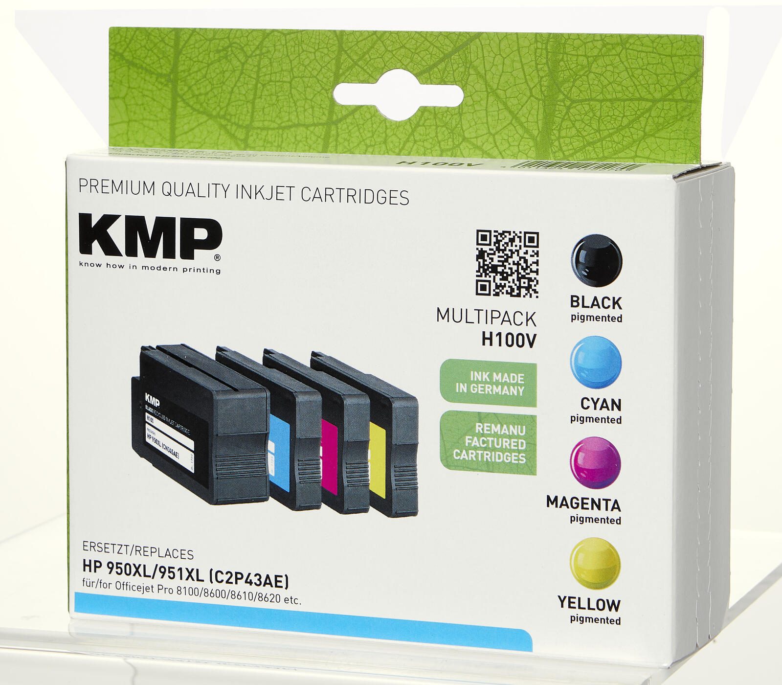 KMP Druckerpatronen H100V schwarz, cyan, magenta, gelb kompatibel zu HP 950XL/951XL (C2P43AE), 4er-Set