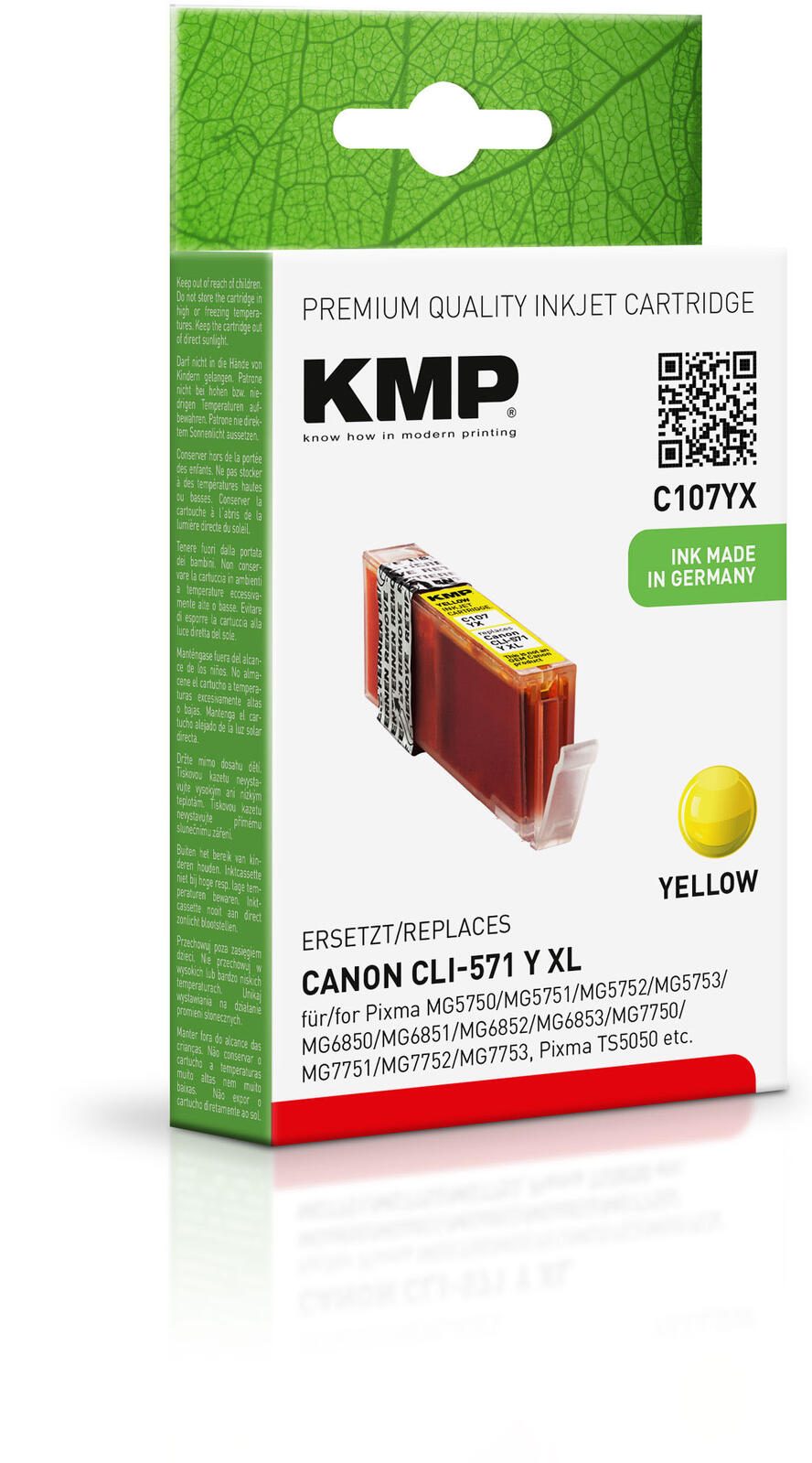 KMP Druckerpatrone C107YX gelb kompatibel zu Canon CLI-571 XL Y