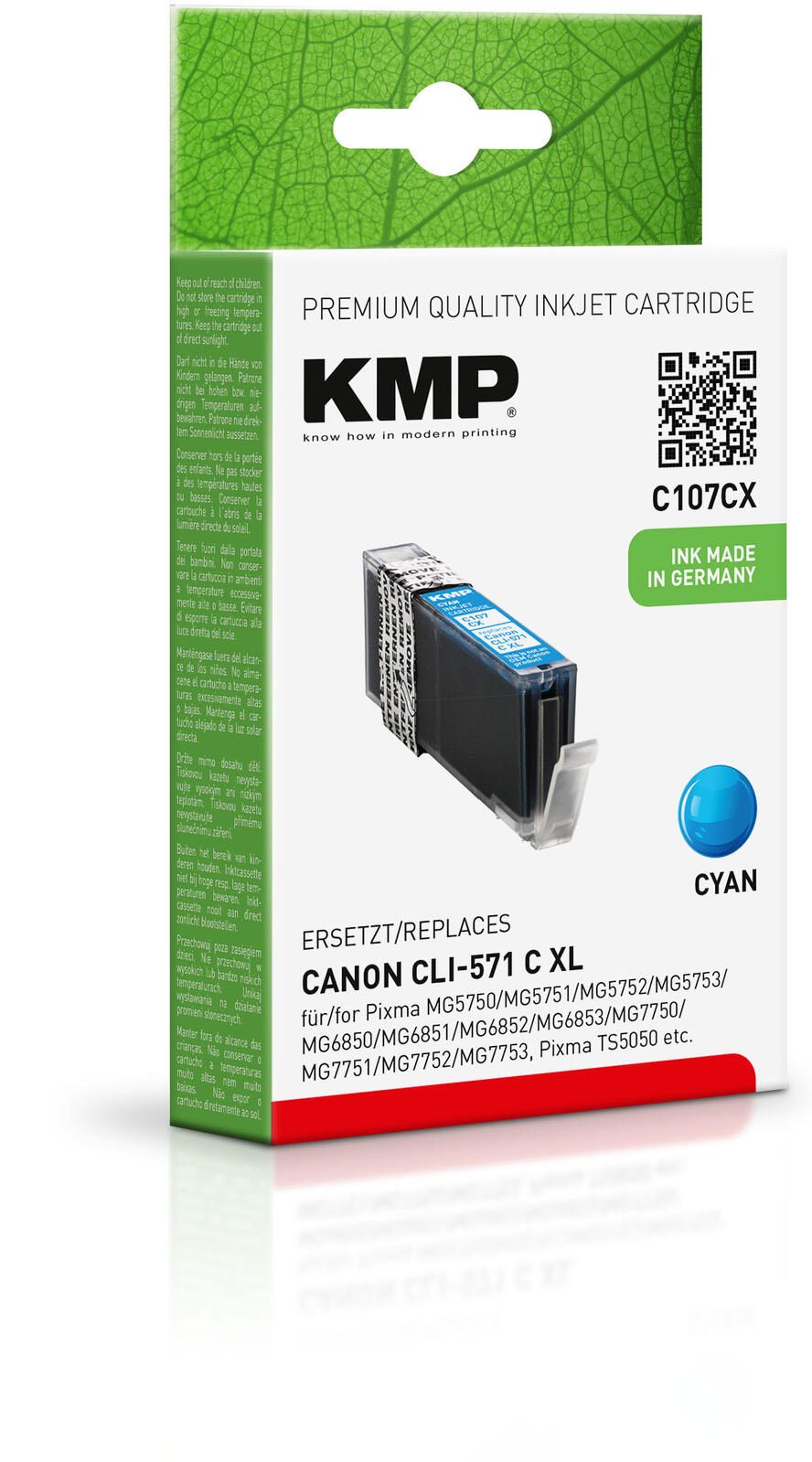 KMP Druckerpatrone C107CX cyan kompatibel zu Canon CLI-571 XL C