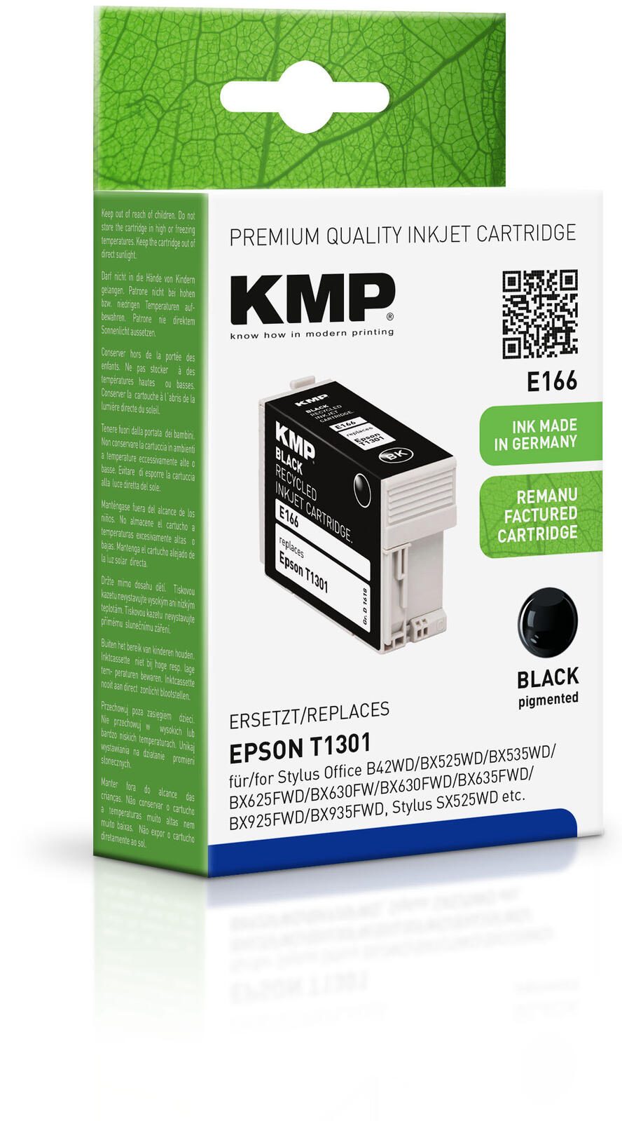 KMP Druckerpatrone E166 schwarz kompatibel zu EPSON 13 XL / T1301 XL