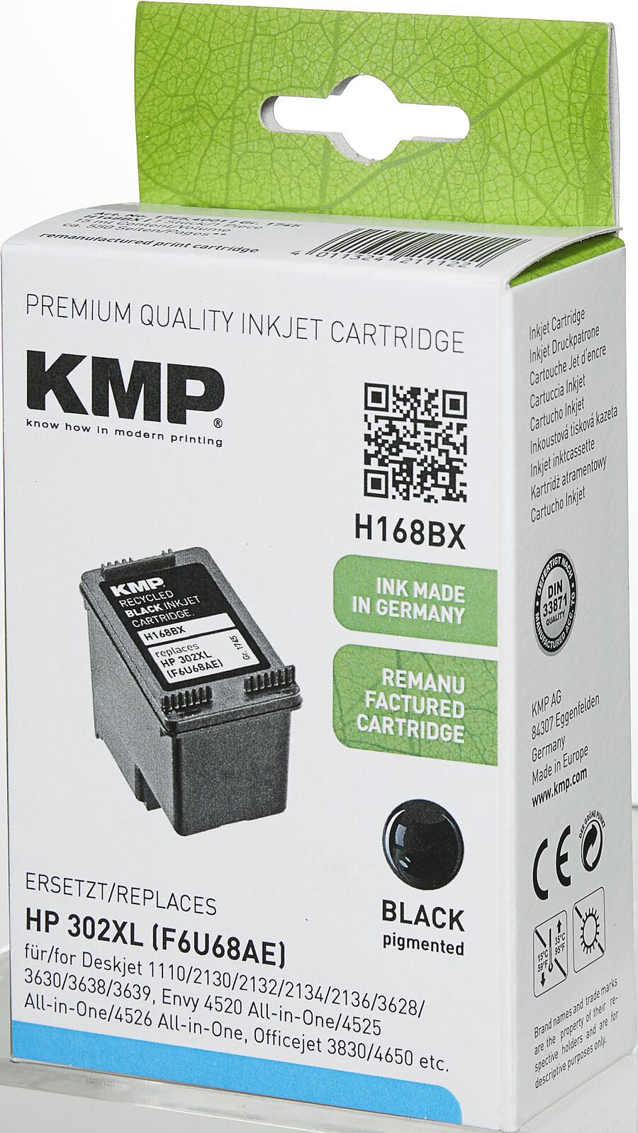 KMP Druckerpatrone H168BX schwarz kompatibel zu HP 302XL (F6U68AE)