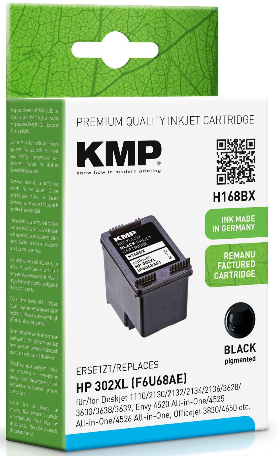 KMP Druckerpatrone H168BX schwarz kompatibel zu HP 302XL (F6U68AE)