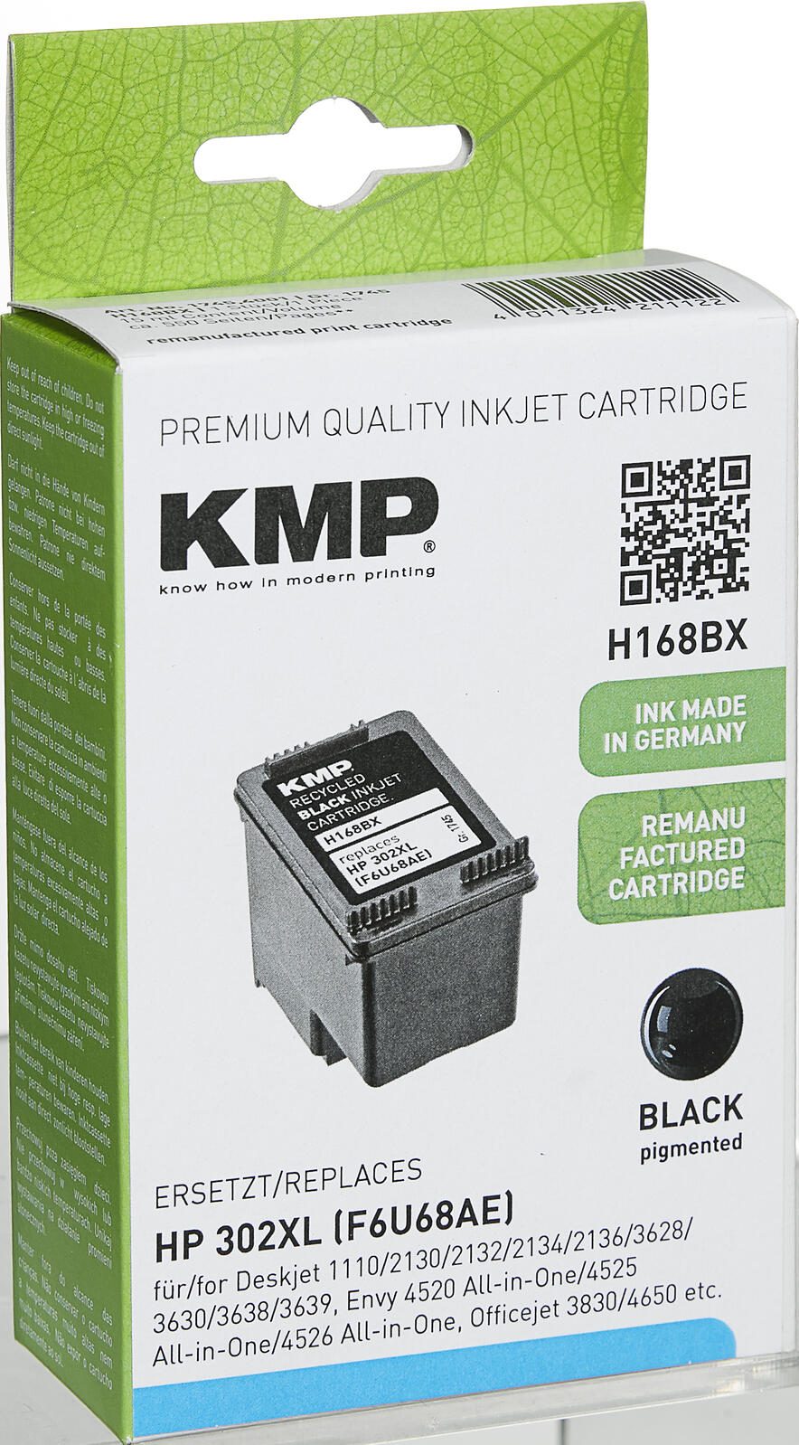 KMP Druckerpatrone H168BX schwarz kompatibel zu HP 302XL (F6U68AE)