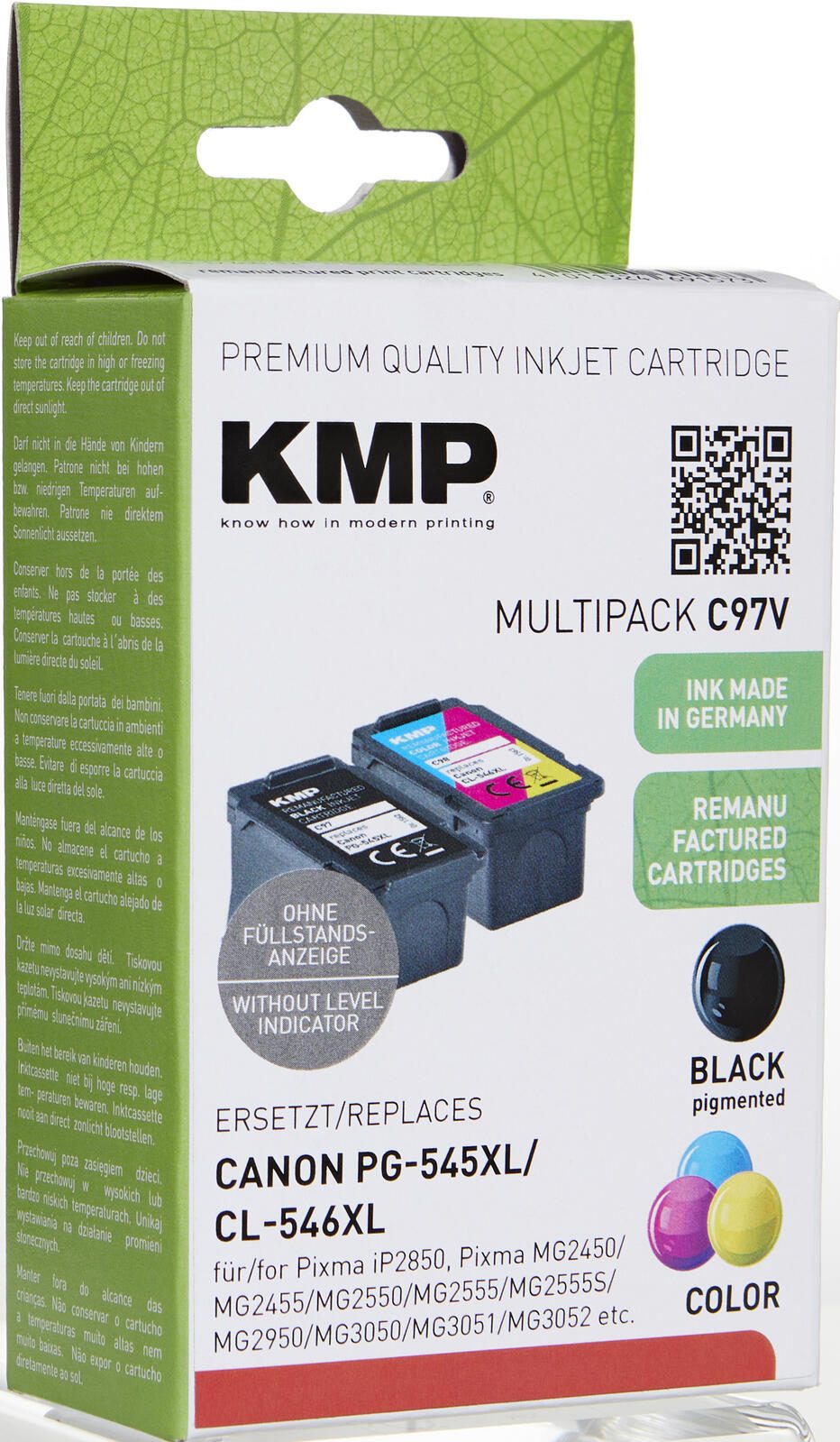 KMP Druckerpatrone C97V schwarz, color Druckköpfe kompatibel zu Canon PG-545XL + CL-546XL, 2er-Set