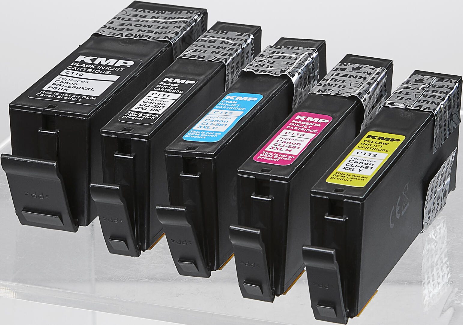 KMP Druckerpatronen C116V 2x schwarz, 1x cyan, 1x magenta, 1x gelb kompatibel zu Canon PGI-580XXL PGBK, CLI 581XXL BK/C/M/Y, 5er-Set