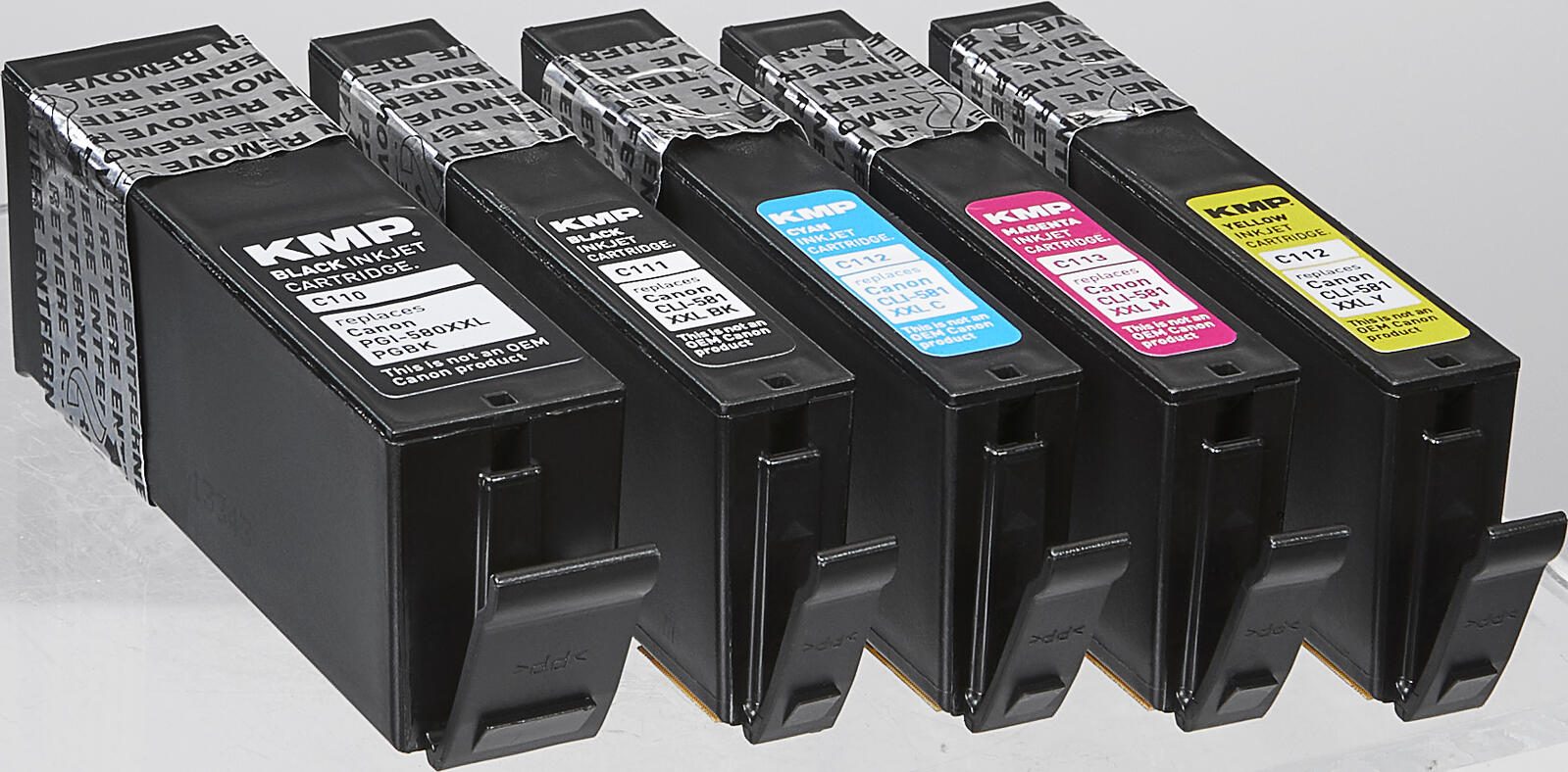 KMP Druckerpatronen C116V 2x schwarz, 1x cyan, 1x magenta, 1x gelb kompatibel zu Canon PGI-580XXL PGBK, CLI 581XXL BK/C/M/Y, 5er-Set