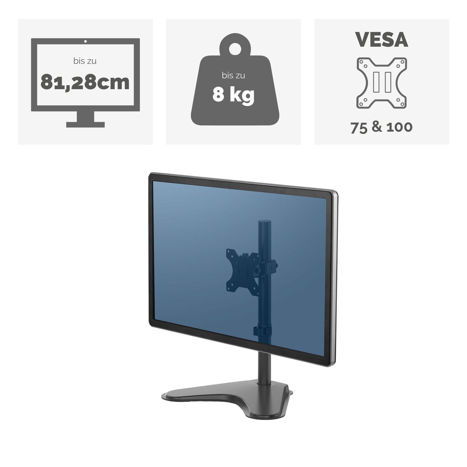 Fellowes Monitor-Halterung Professional Series Single schwarz