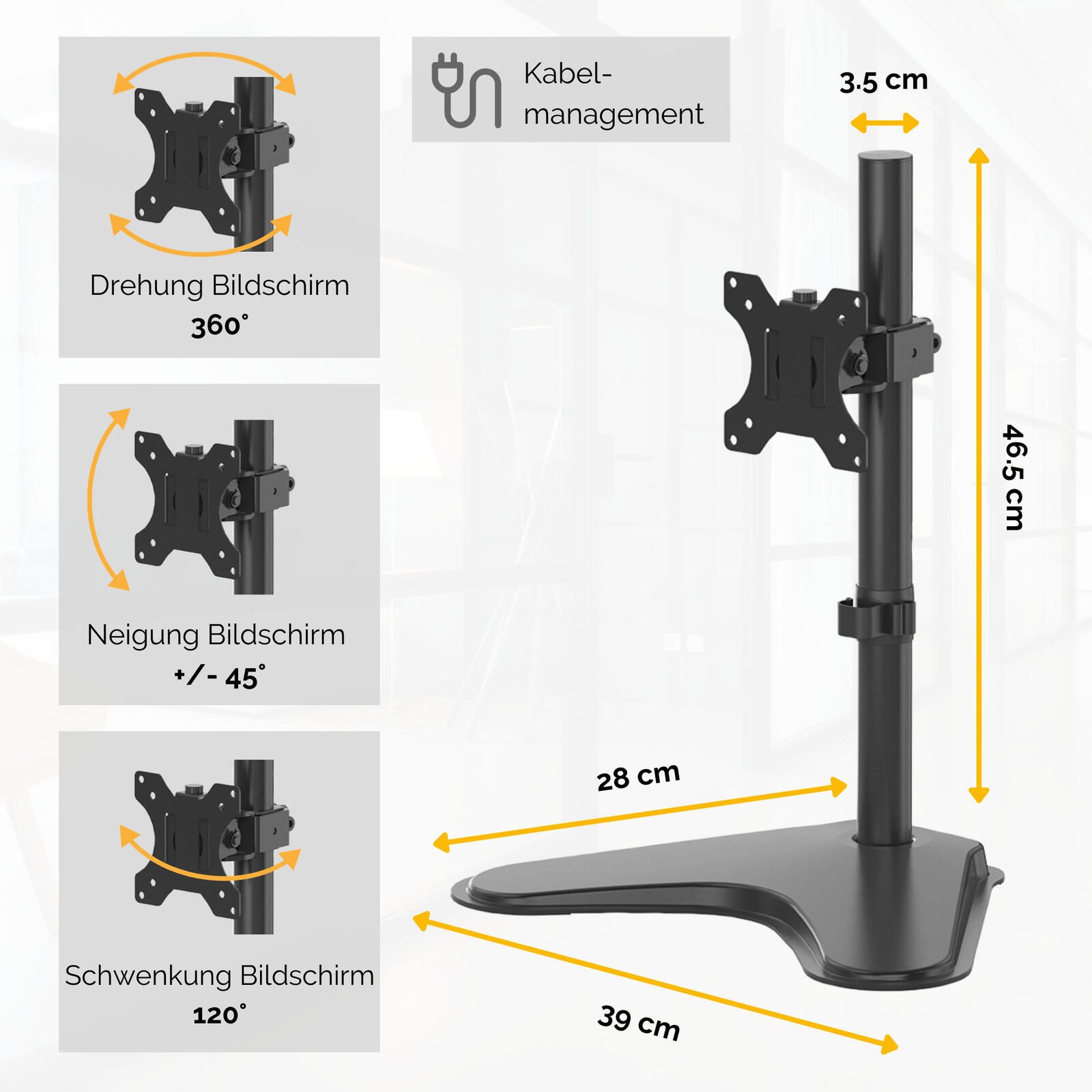 Fellowes Monitor-Halterung Professional Series Single schwarz