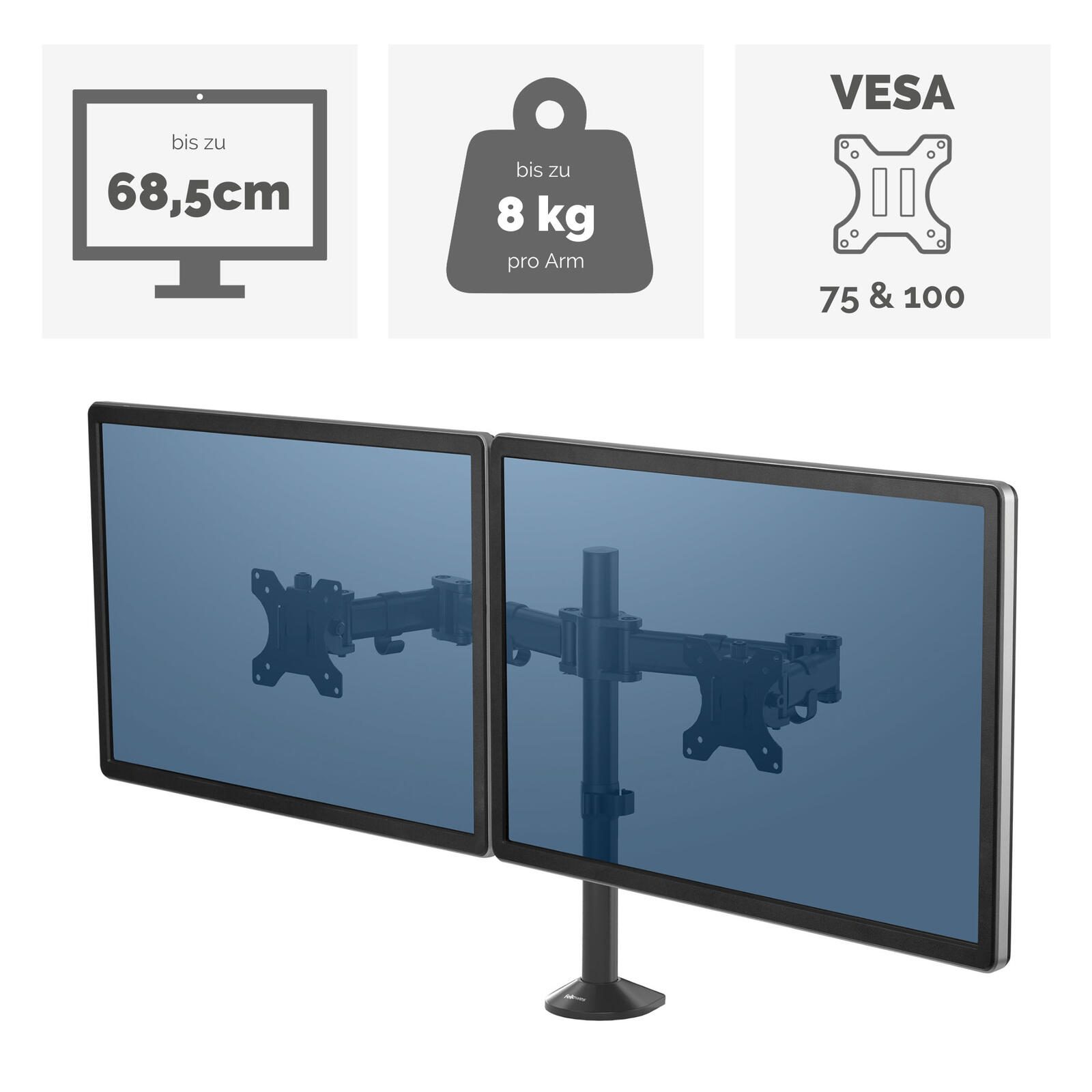 Fellowes Monitor-Halterung Reflex Dual schwarz