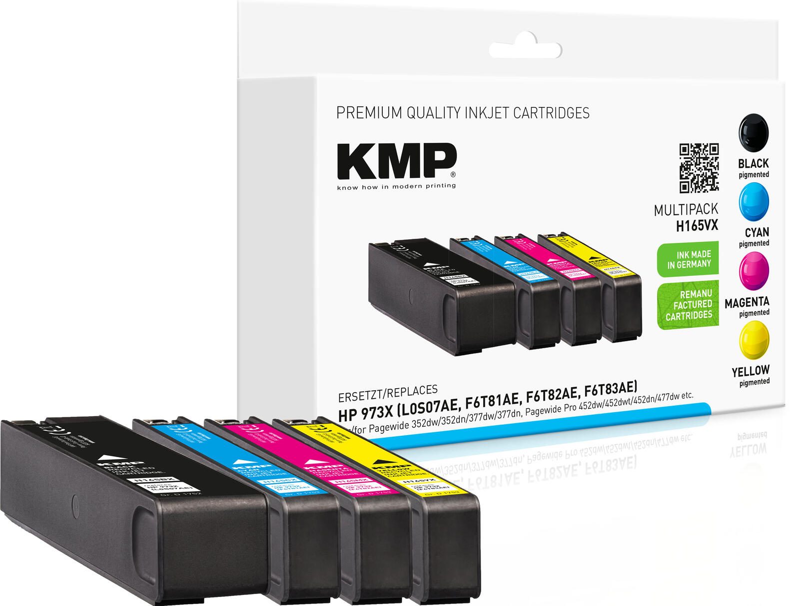 KMP Druckerpatronen H165VX schwarz, cyan, magenta, gelb kompatibel zu HP 973X (L0S07AE, F6T81AE, F6T82AE, F6T83AE), 4er-Set