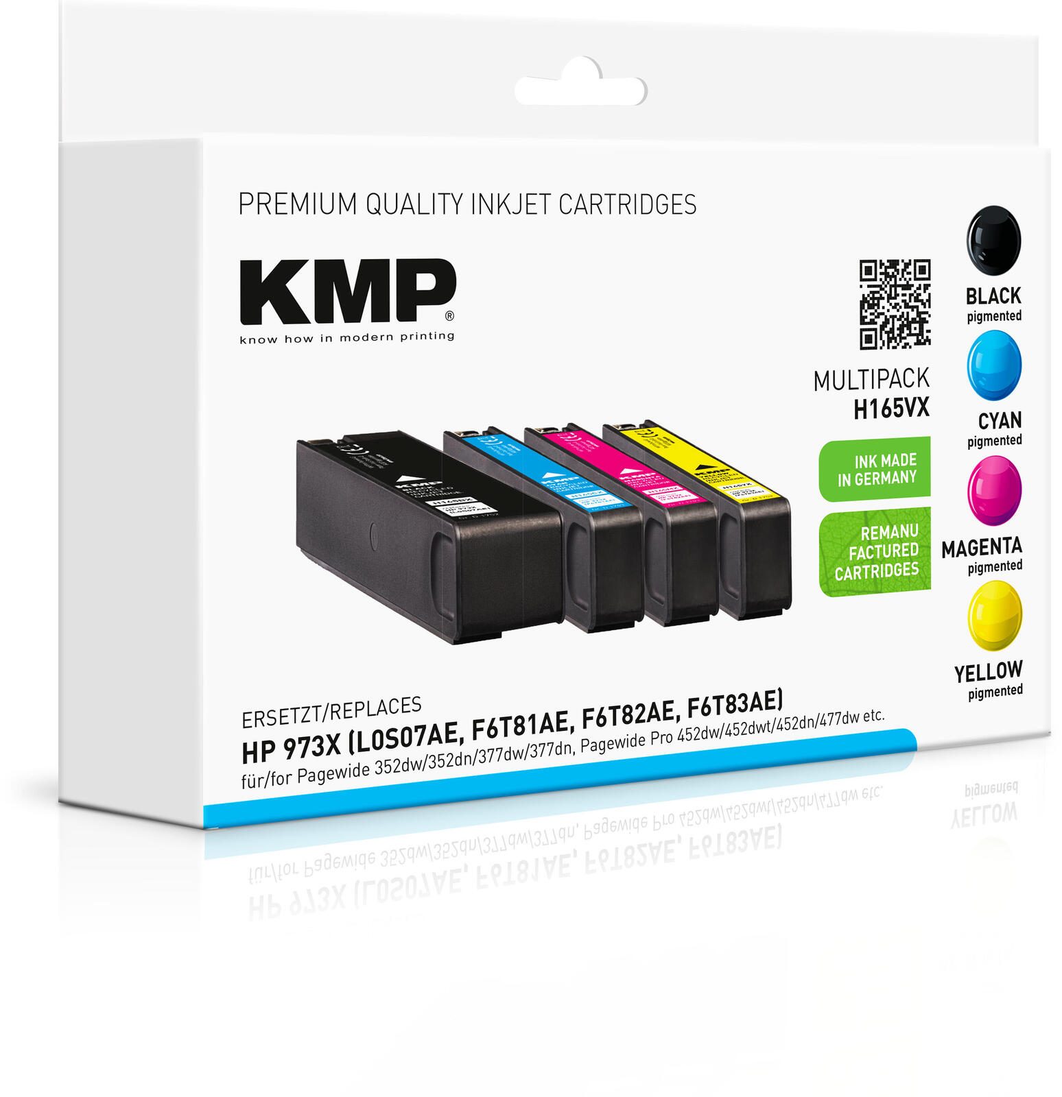 KMP Druckerpatronen H165VX schwarz, cyan, magenta, gelb kompatibel zu HP 973X (L0S07AE, F6T81AE, F6T82AE, F6T83AE), 4er-Set