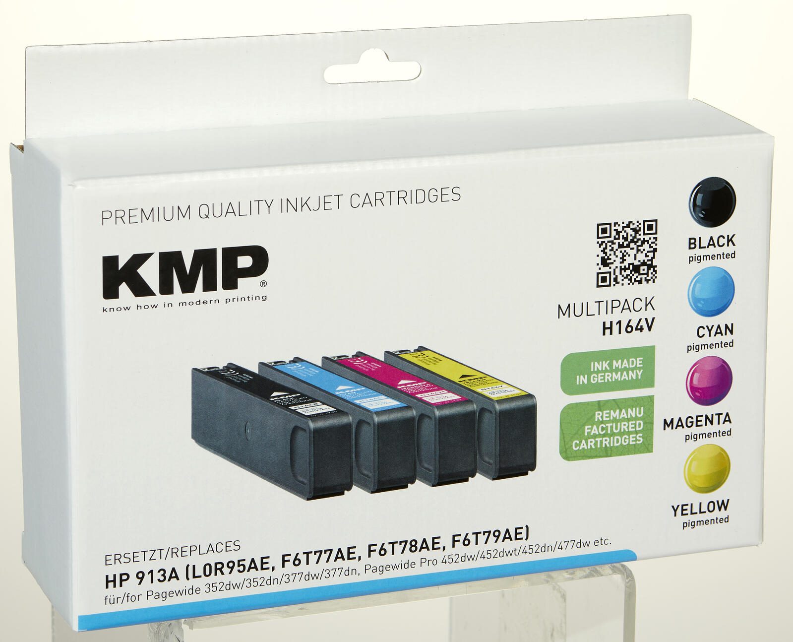KMP Druckerpatronen H164V schwarz, cyan, magenta, gelb kompatibel zu HP 913A (L0R95AE, F6T77AE, F6T78AE, F6T79AE), 4er-Set