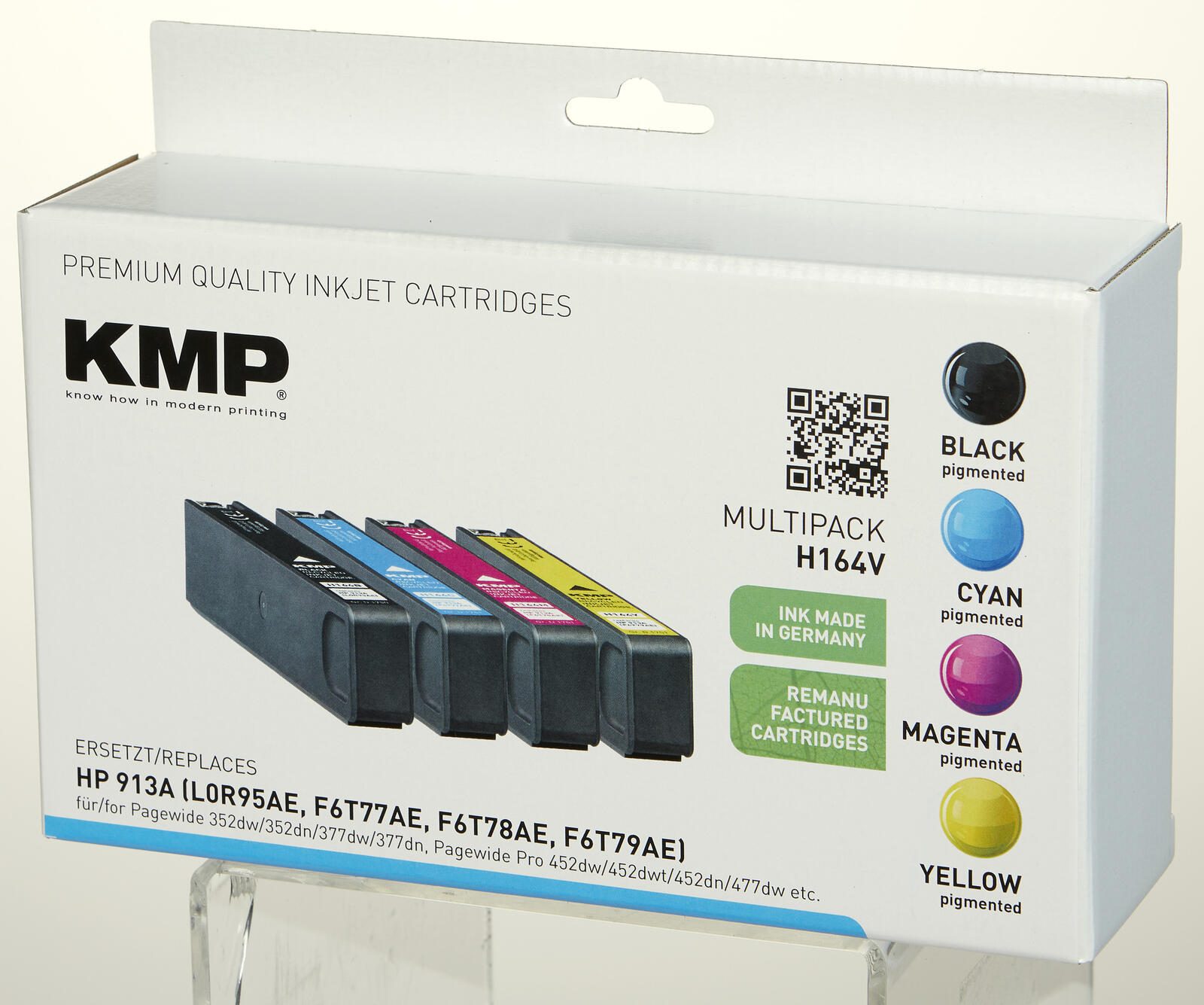 KMP Druckerpatronen H164V schwarz, cyan, magenta, gelb kompatibel zu HP 913A (L0R95AE, F6T77AE, F6T78AE, F6T79AE), 4er-Set