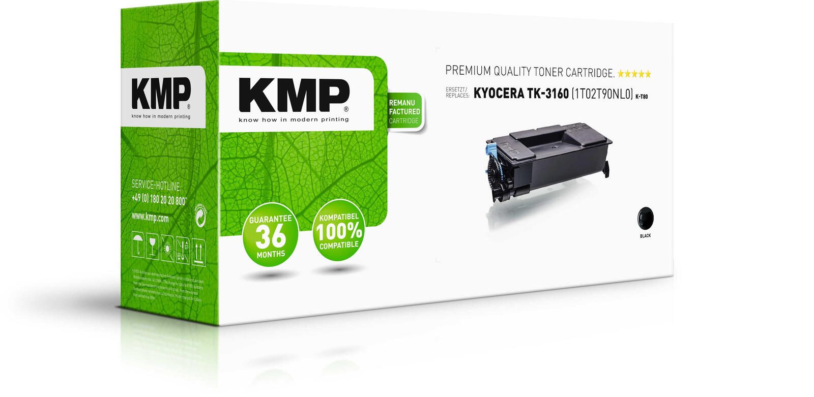 KMP Toner K-T80 schwarz kompatibel zu KYOCERA TK-3160