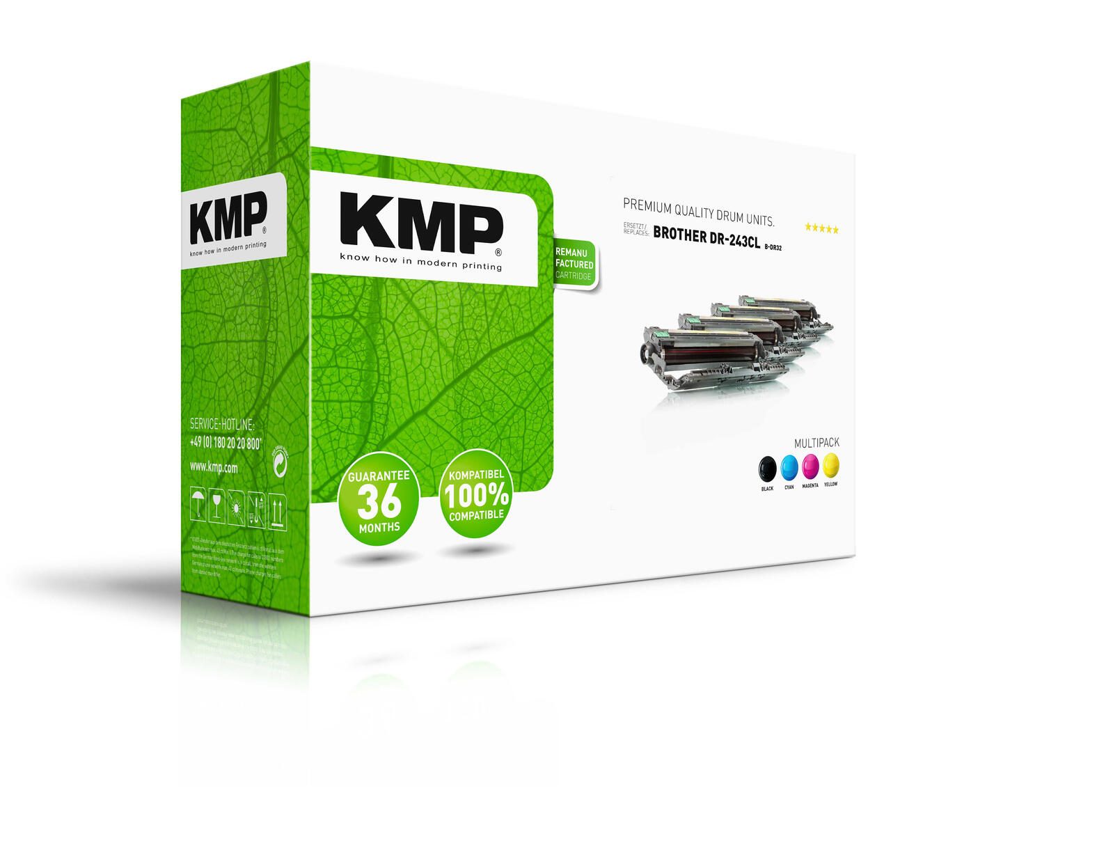 KMP Trommel B-DR32 schwarz, cyan, magenta, gelb kompatibel zu brother DR-243CL, 4er-Set