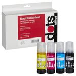 dots Tintenflaschen kompatibel zu EPSON 102 (T03R640), 4er-Set schwarz, cyan, magenta, gelb
