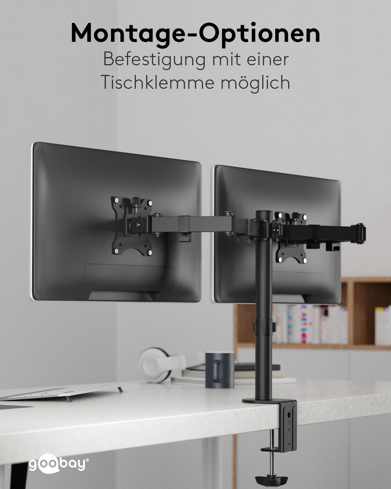 goobay Monitor-Halterung Dual Flex schwarz