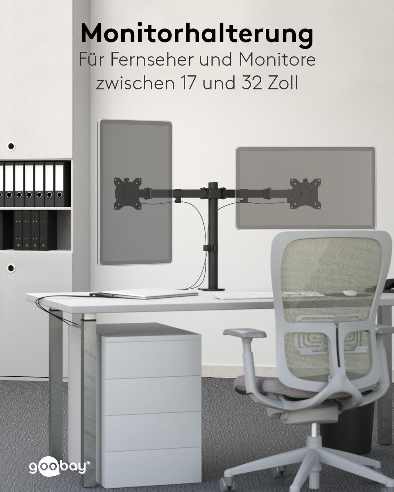 goobay Monitor-Halterung Dual Flex schwarz