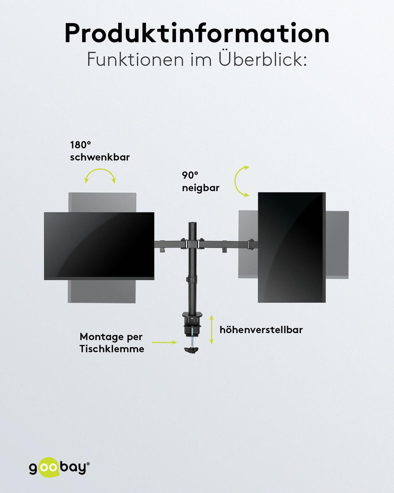 goobay Monitor-Halterung Dual Flex schwarz