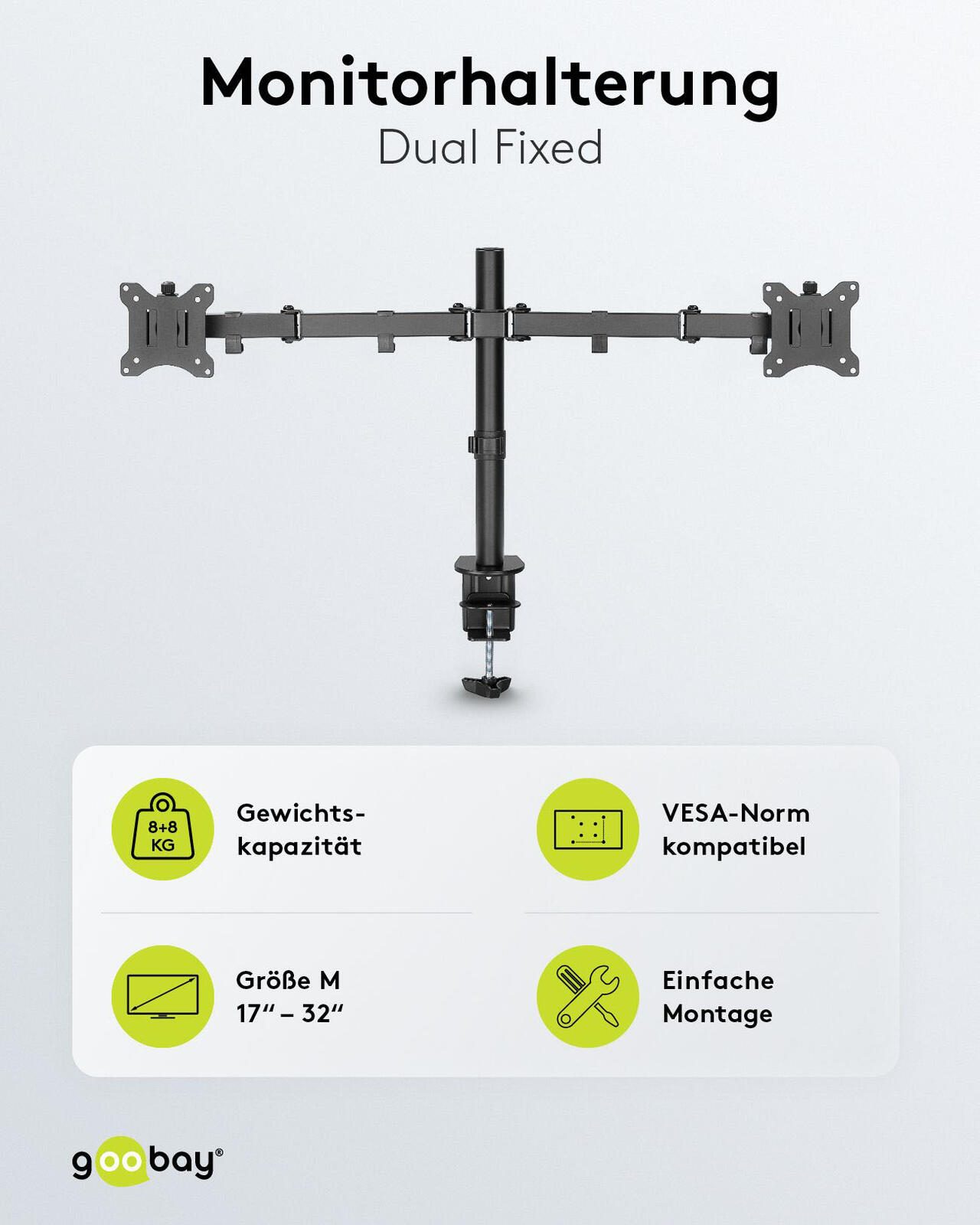 goobay Monitor-Halterung Dual Flex schwarz