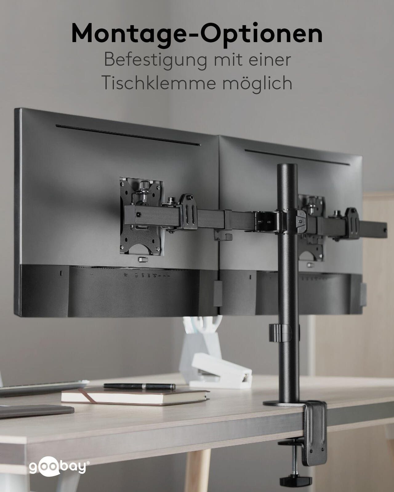 goobay Monitor-Halterung Dual Flex schwarz