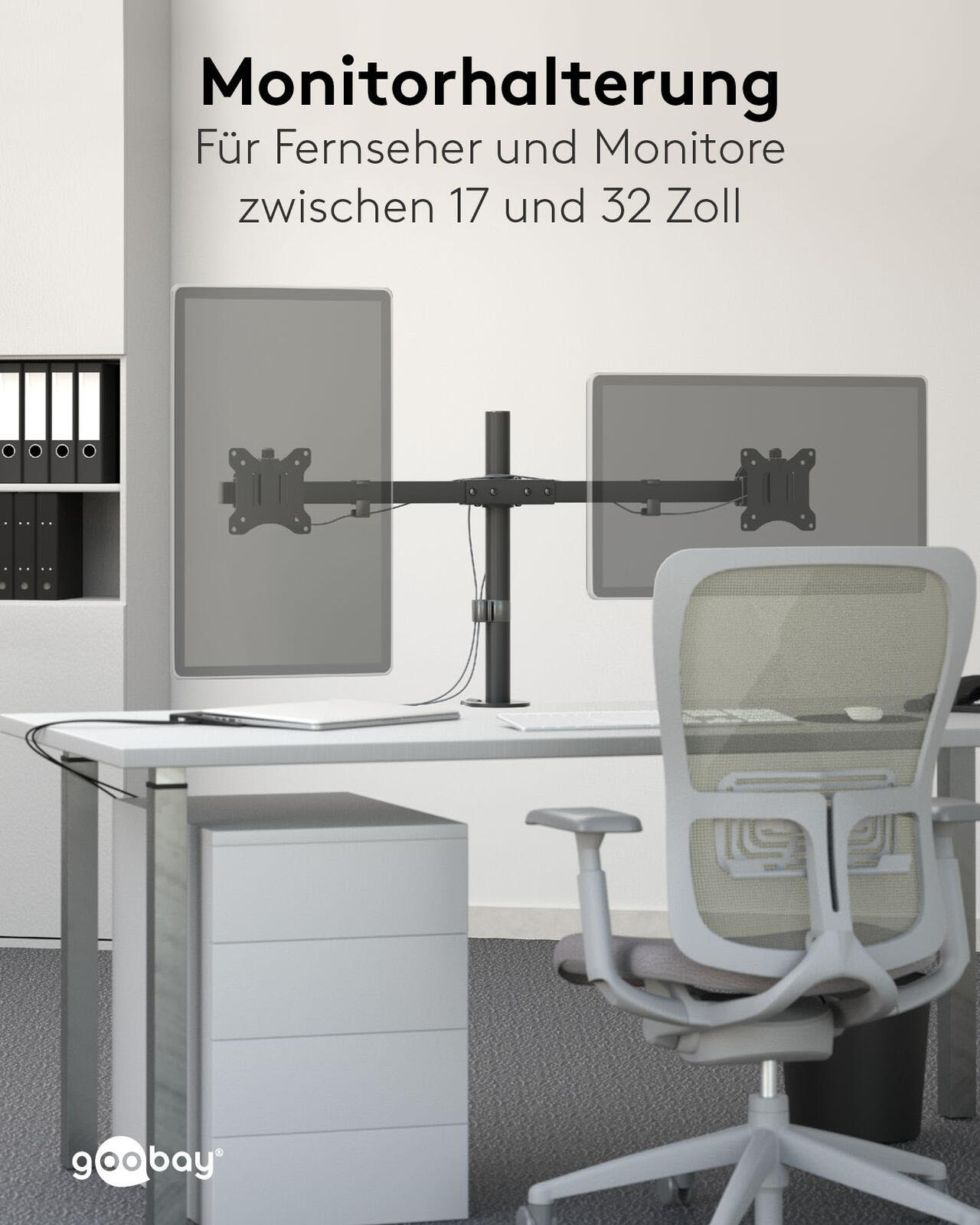 goobay Monitor-Halterung Dual Flex schwarz
