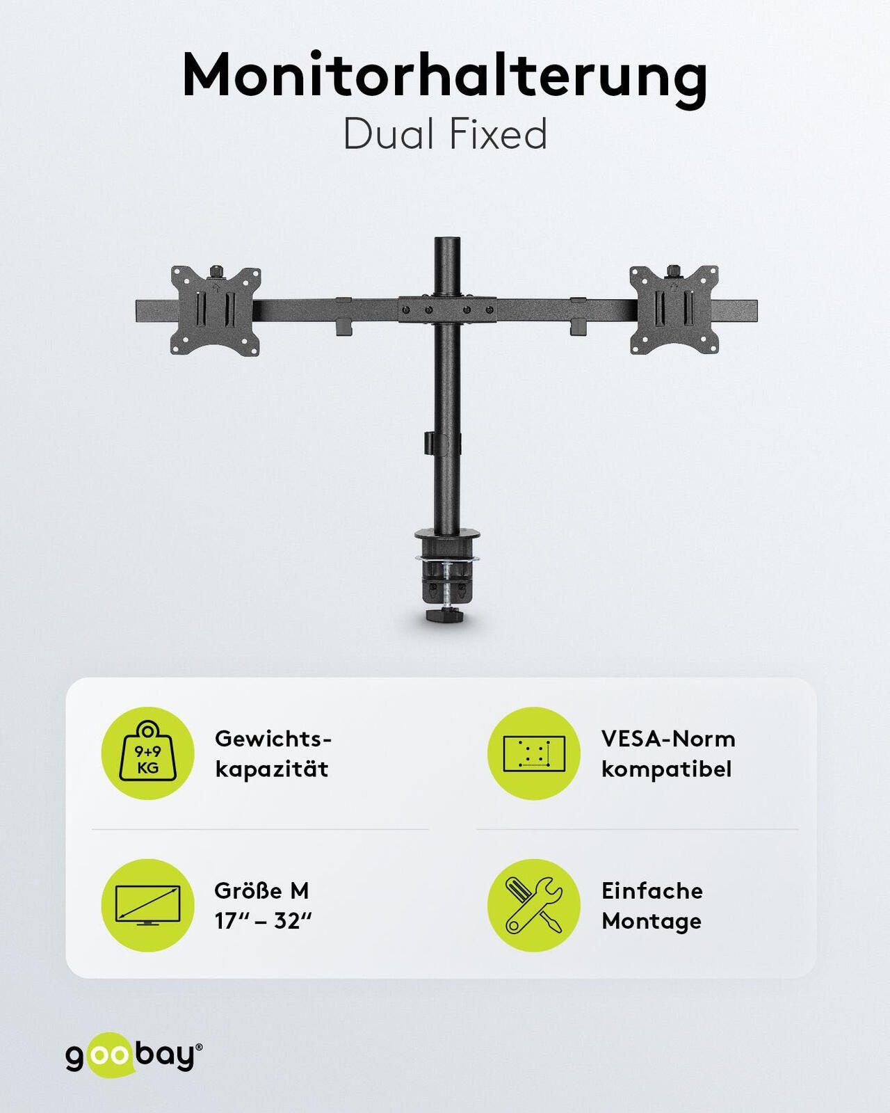 goobay Monitor-Halterung Dual Flex schwarz