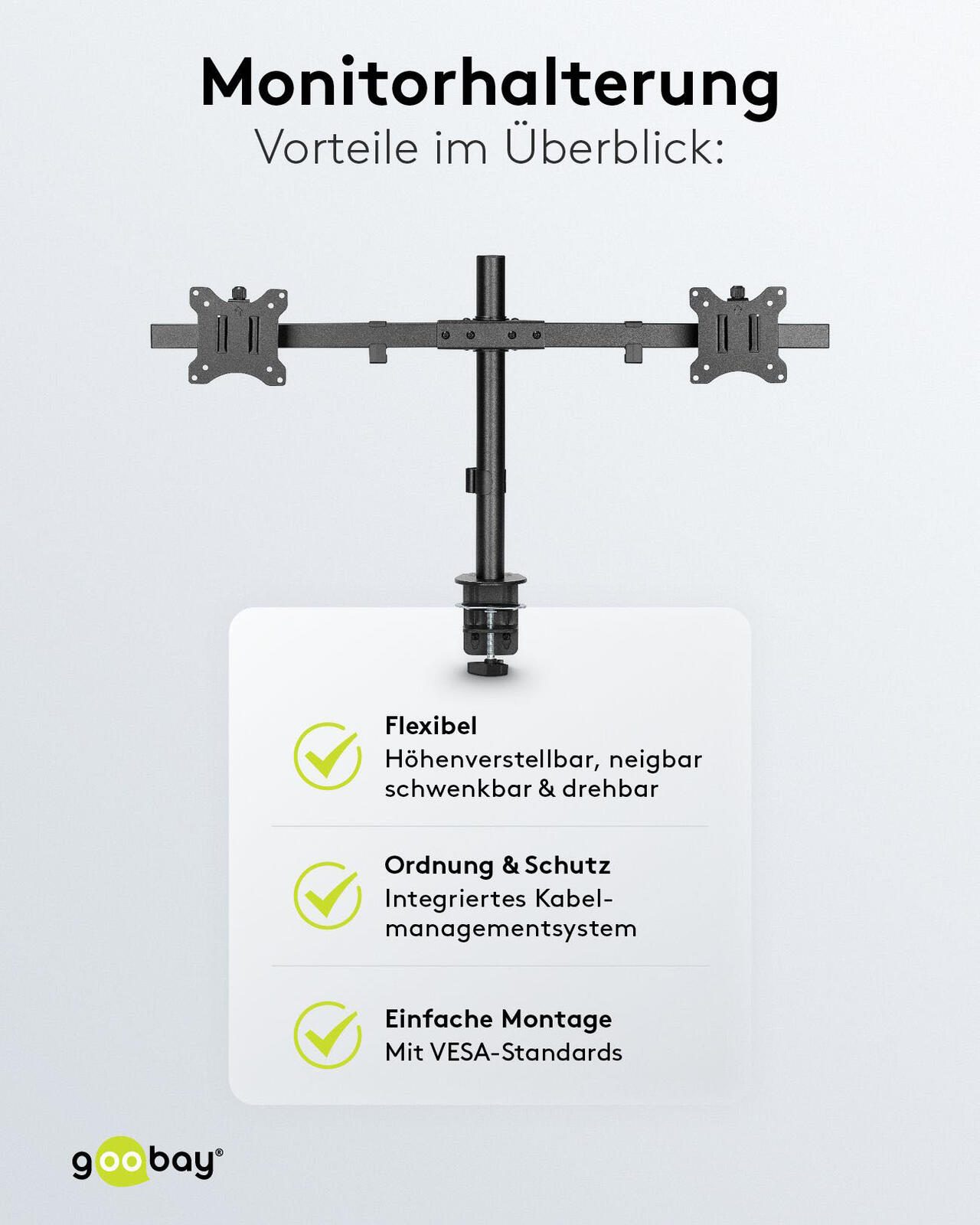 goobay Monitor-Halterung Dual Flex schwarz