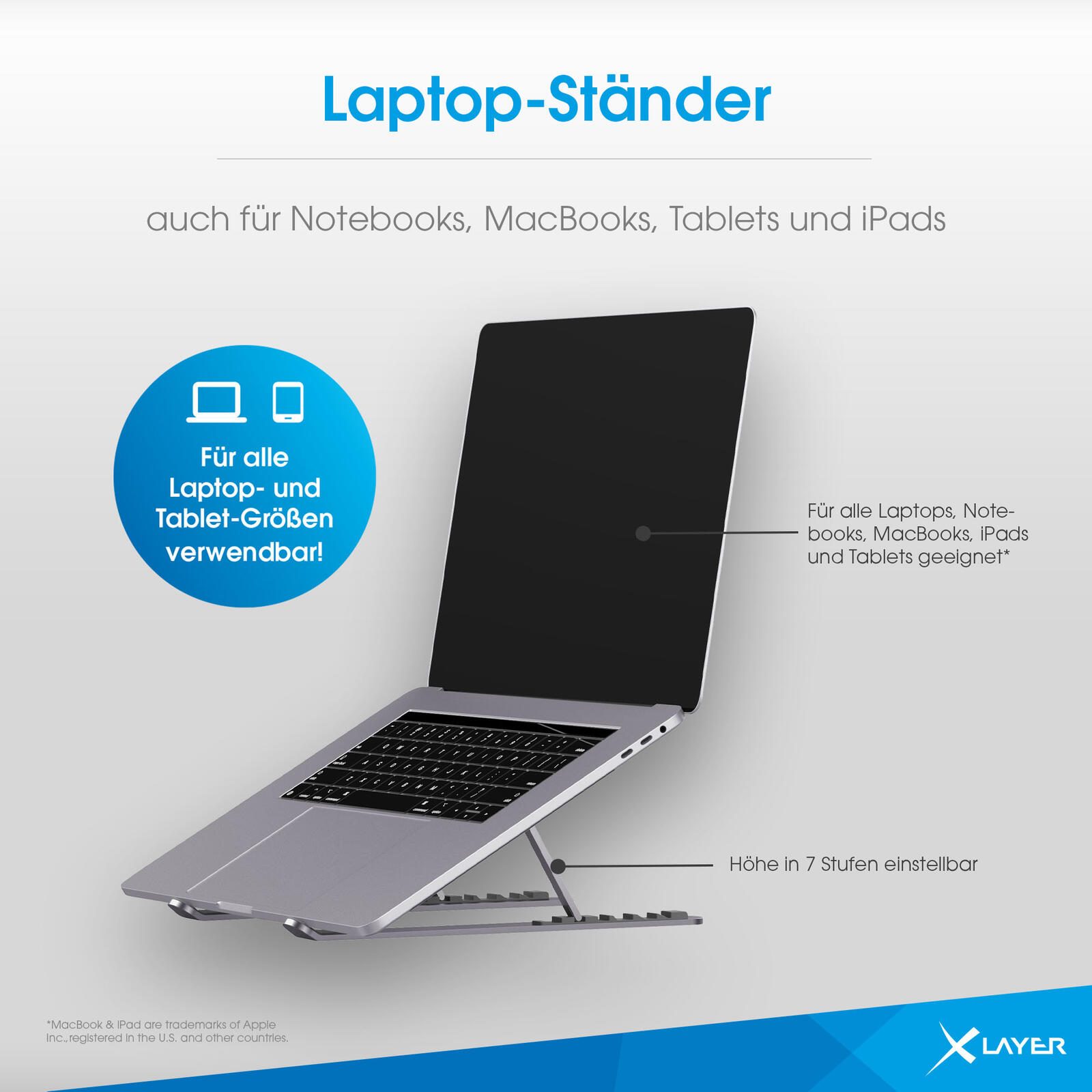 XLAYER Notebook-Ständer Foldable grau