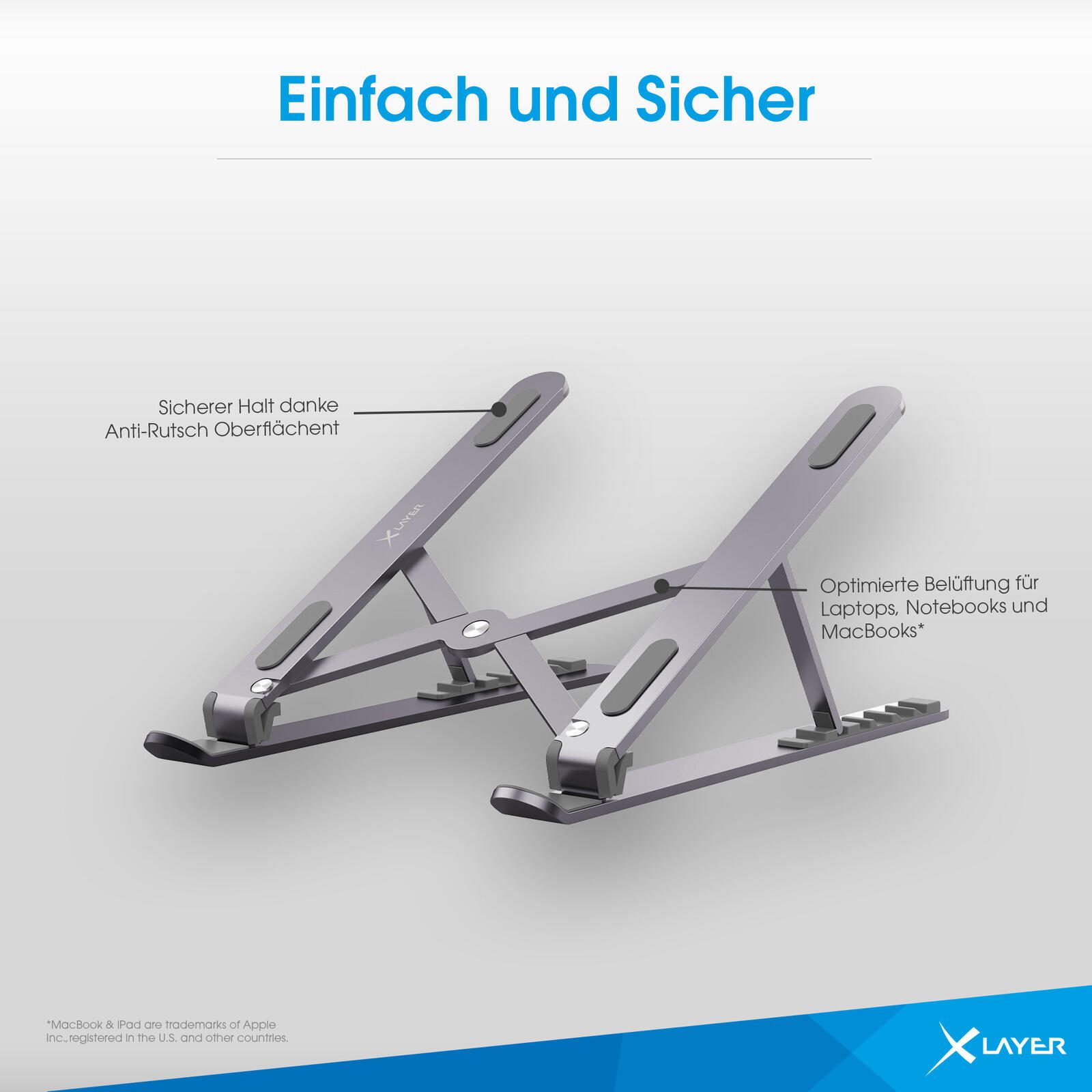 XLAYER Notebook-Ständer Foldable grau