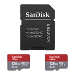 SanDisk Ultra microSDXC Speicherkarten 128GB - 2 Pack + SD Adapter
