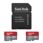 SanDisk Ultra microSDXC Speicherkarten 128GB - 2 Pack + SD Adapter