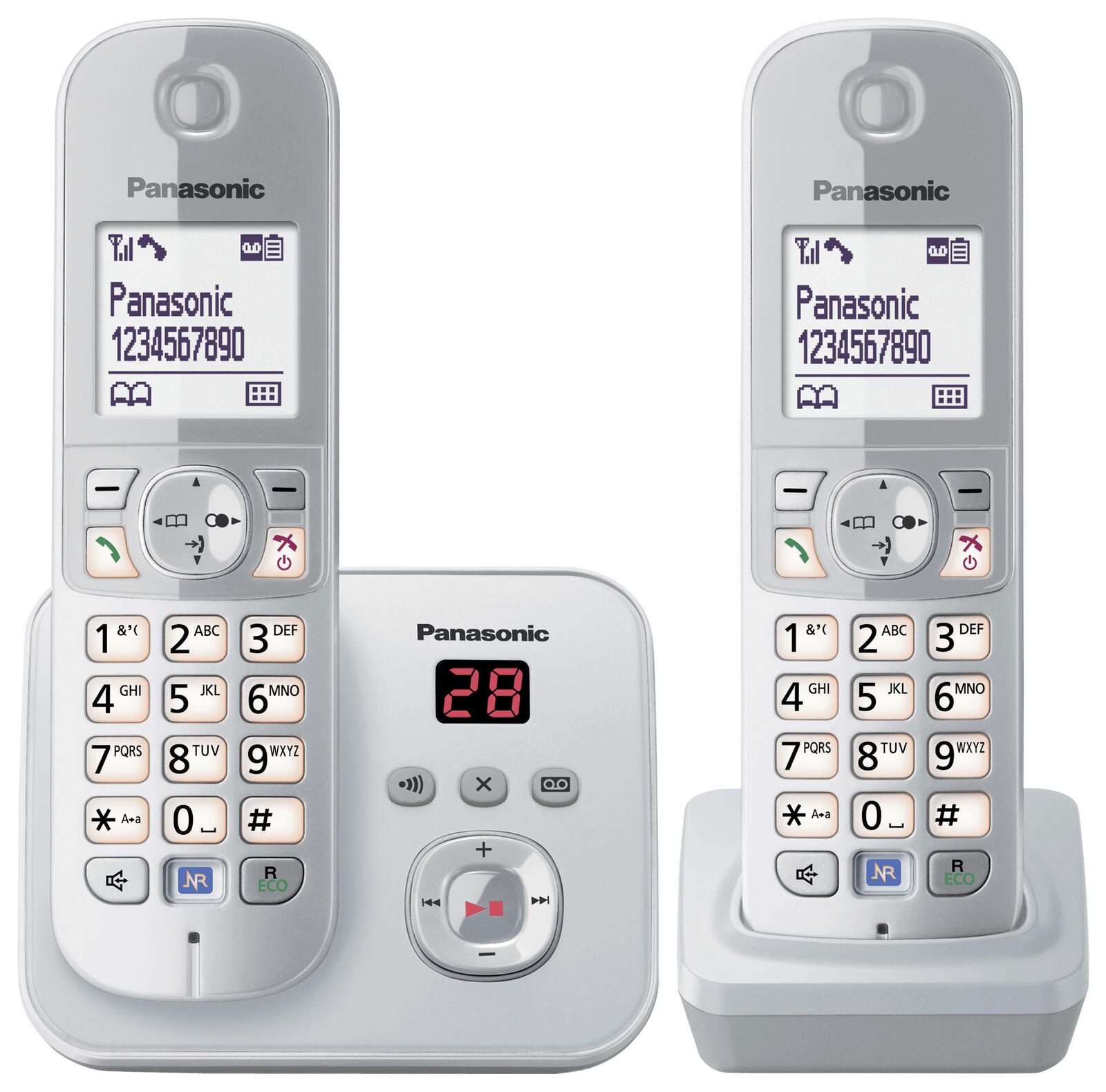 Panasonic Schnurloses Telefon-Set mit Anrufbeantworter KX-TG6822GS silber