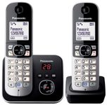 Panasonic Schnurloses Telefon-Set mit Anrufbeantworter KX-TG6822GB schwarz-silber