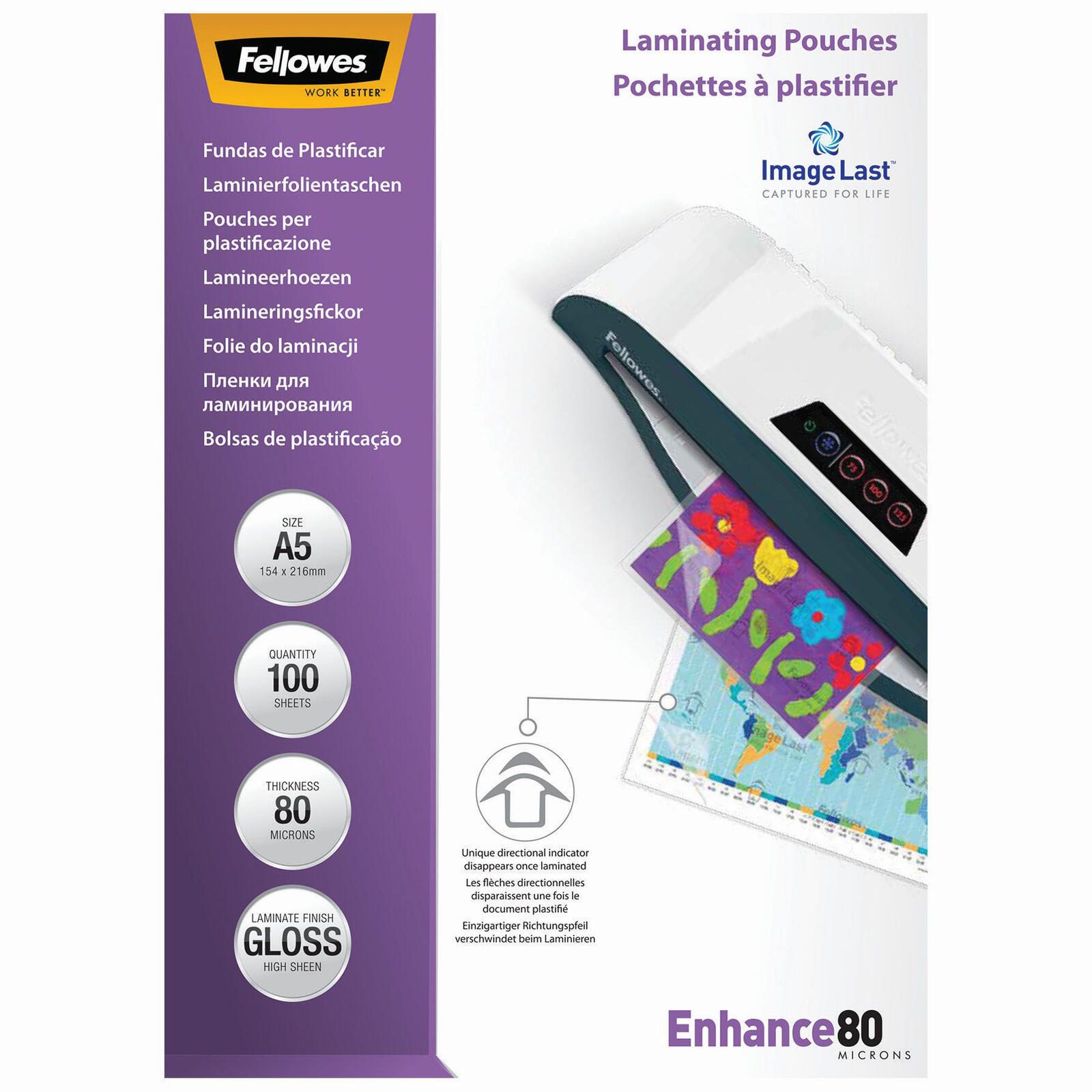 Fellowes Laminierfolien glänzend 80 mikron A5