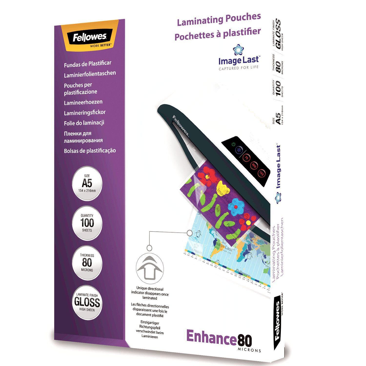 Fellowes Laminierfolien glänzend 80 mikron A5