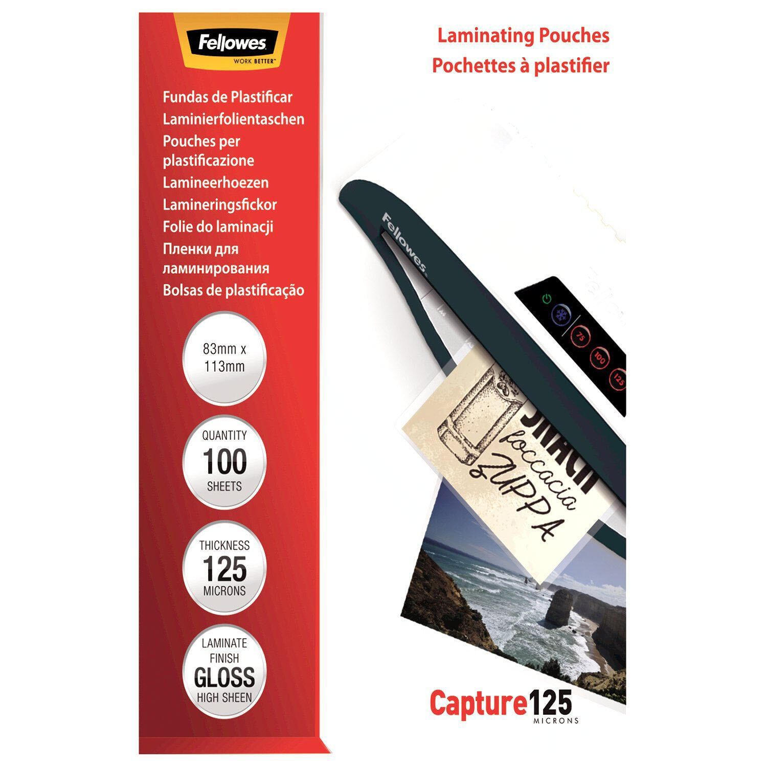 Fellowes Laminierfolien glänzend 8,3 x 11,3 cm  125 mikron