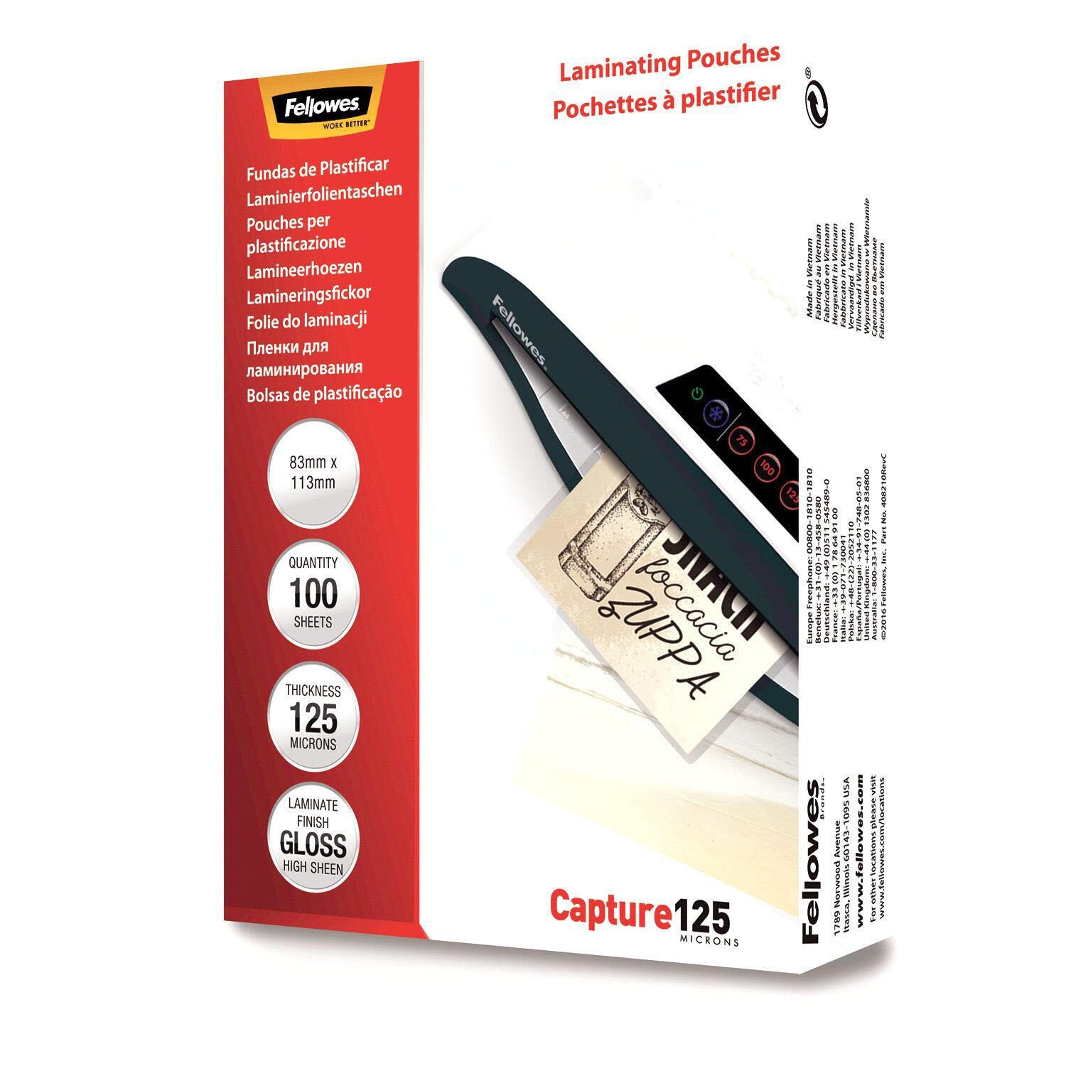 Fellowes Laminierfolien glänzend 8,3 x 11,3 cm  125 mikron