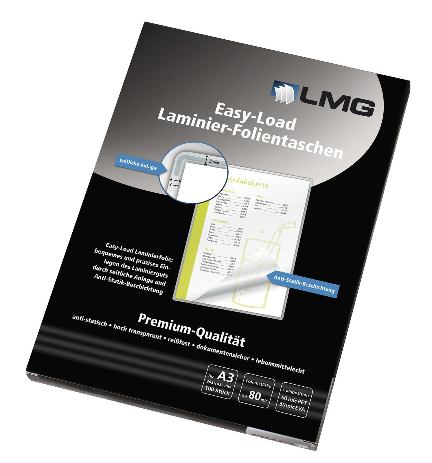 LMG Laminierfolien glänzend 80 mikron A3